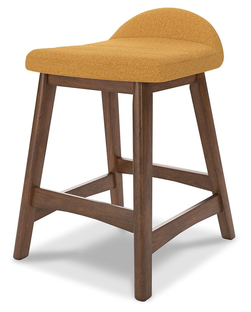 Lyncott Mustard/Brown Counter Height Barstool, Set of 2 - Image 5