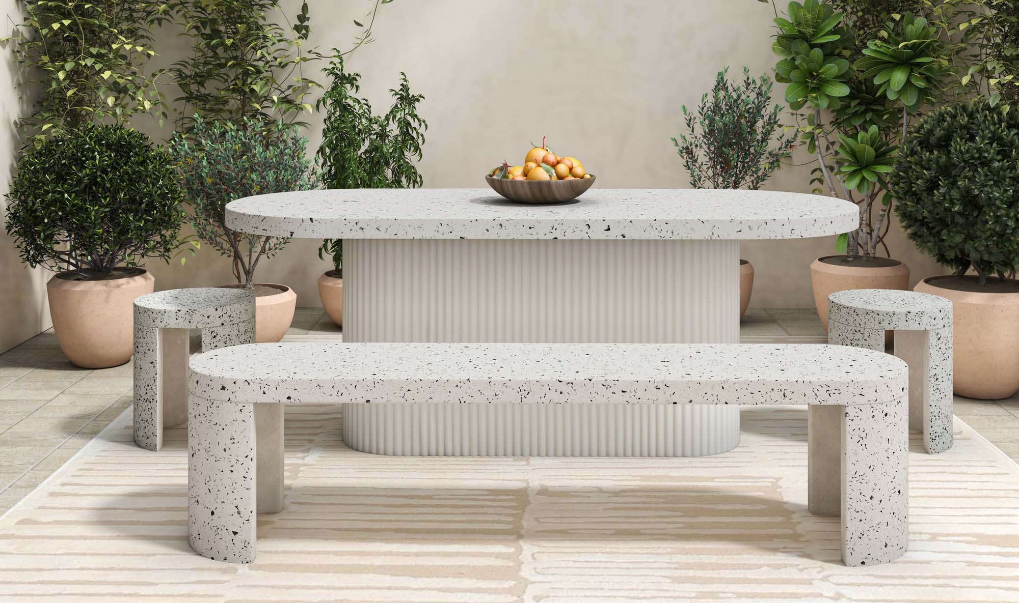 Lyon Outdoor Dining Table White Terrazzo - Image 5