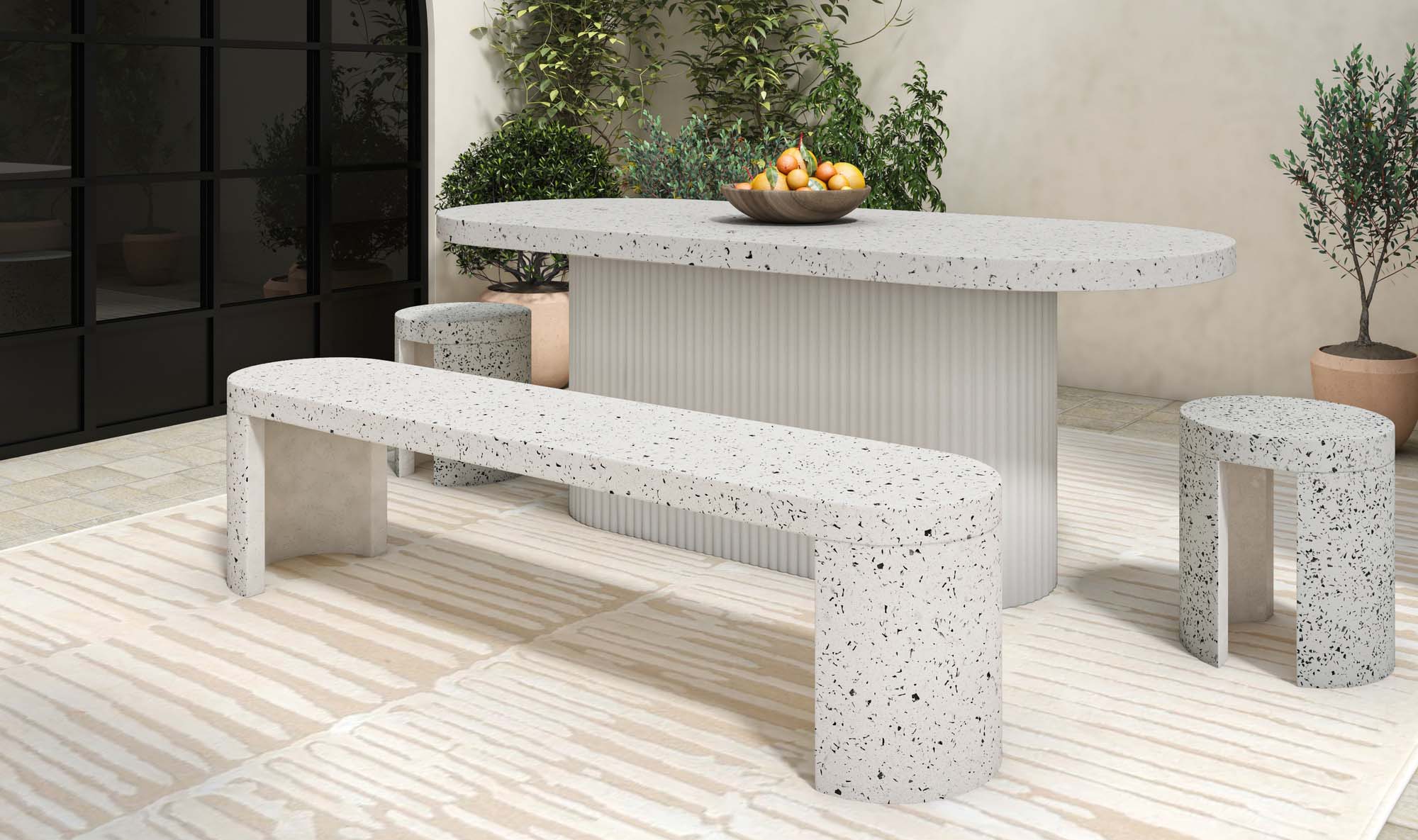 Lyon Outdoor Dining Table White Terrazzo - Image 6