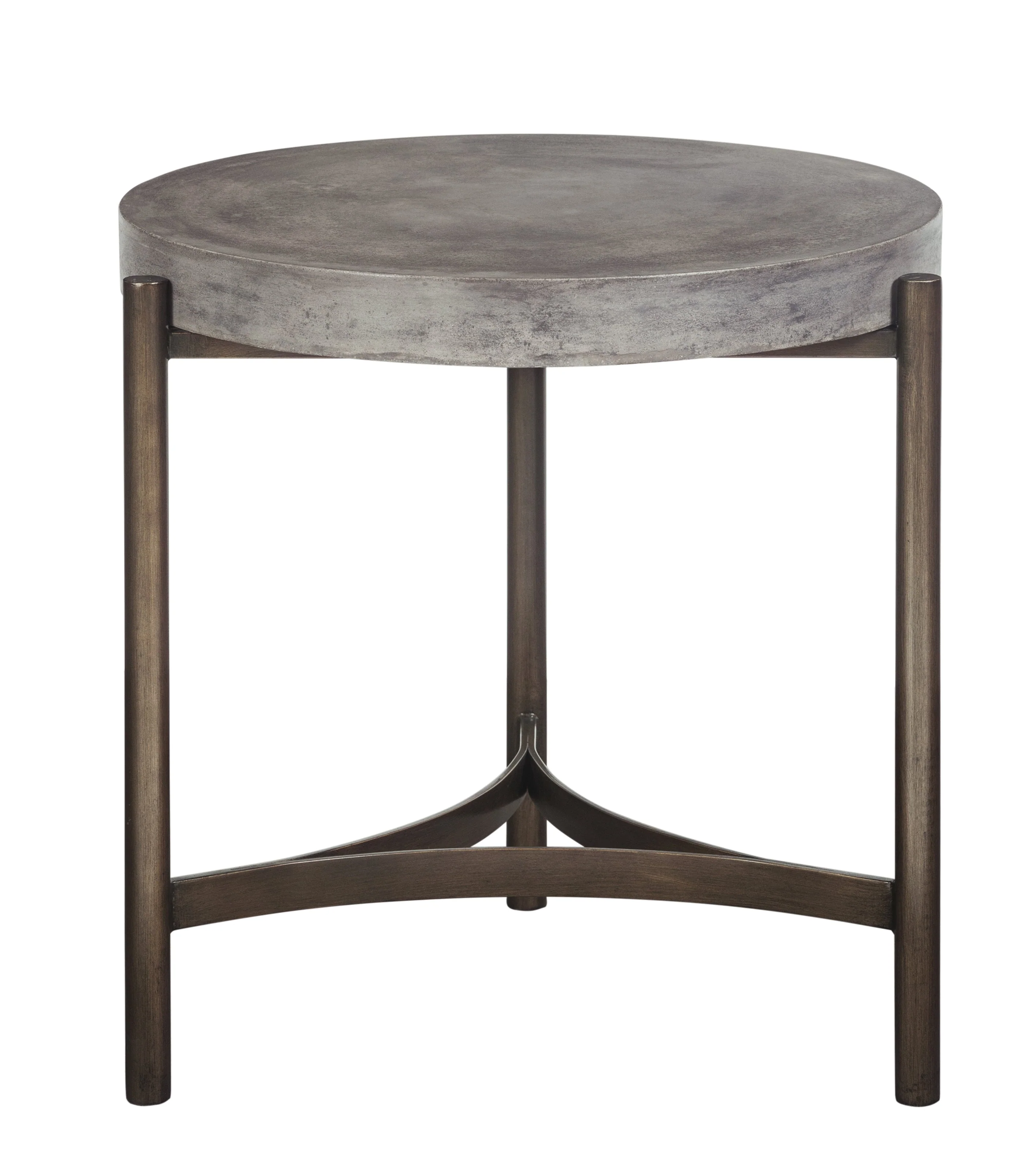 Lyon Round Natural Concrete and Metal Side Table - Image 3
