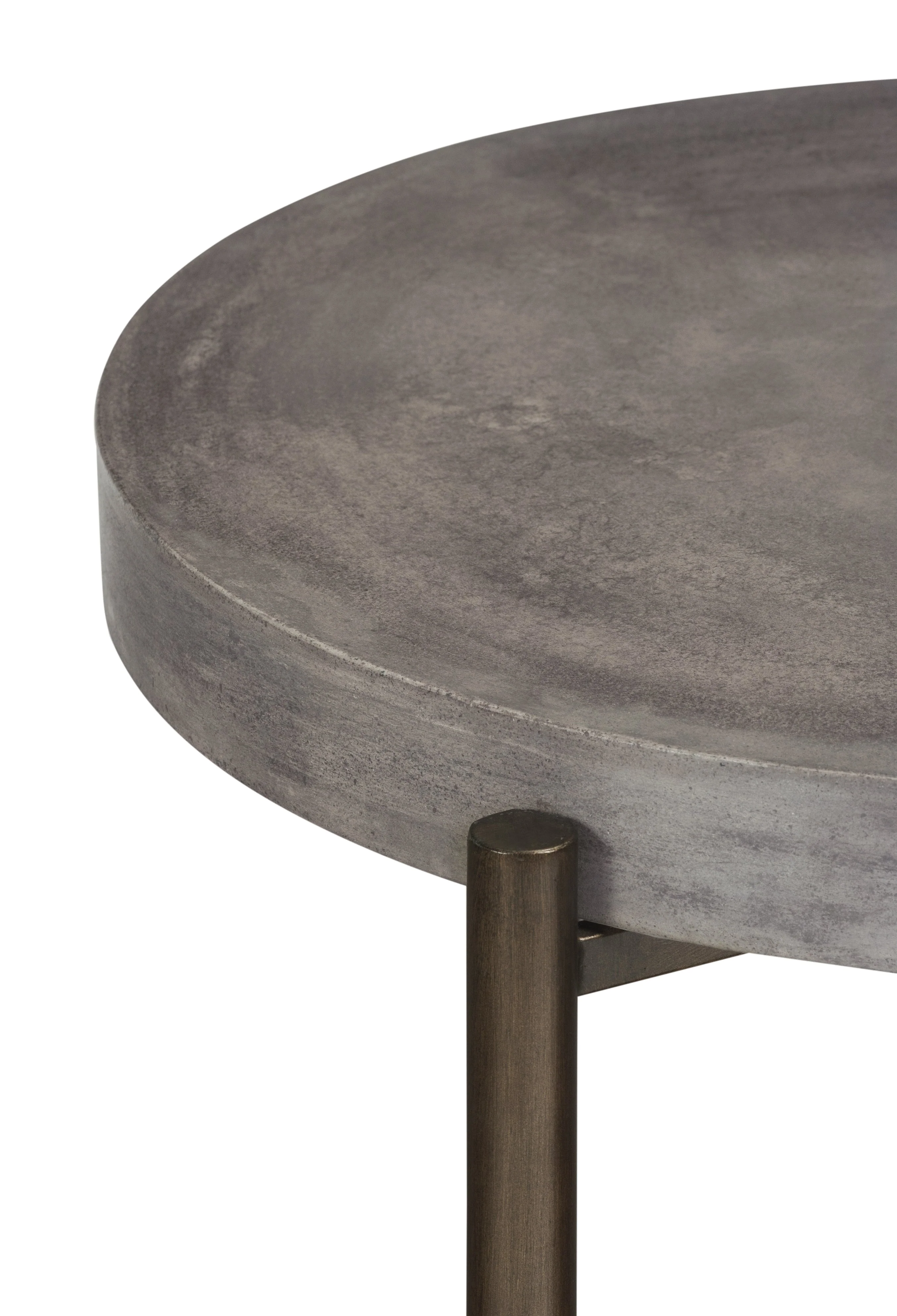 Lyon Round Natural Concrete and Metal Side Table - Image 5