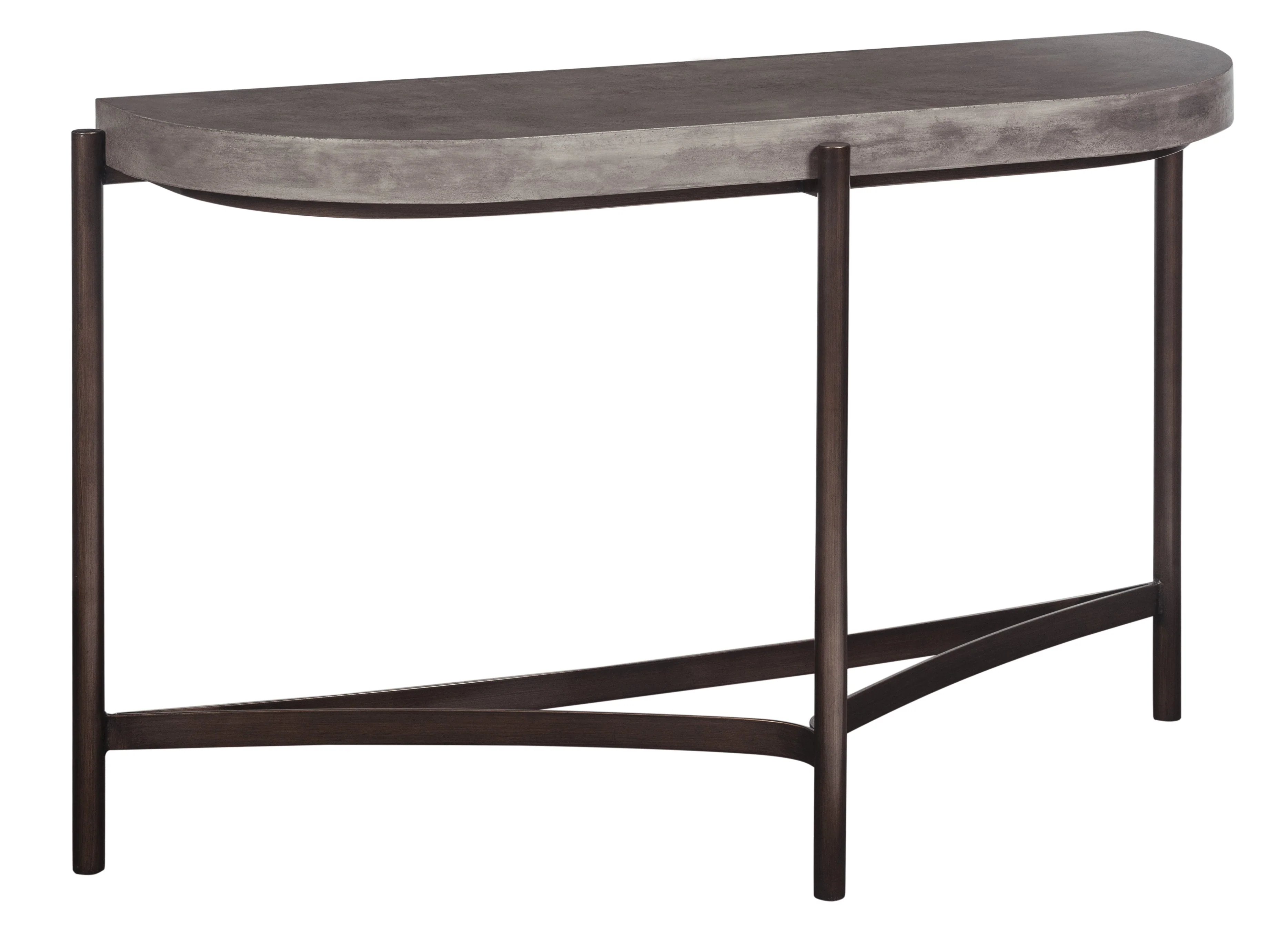 Lyon Semi-circular Natural Concrete and Metal Console Table - Image 2