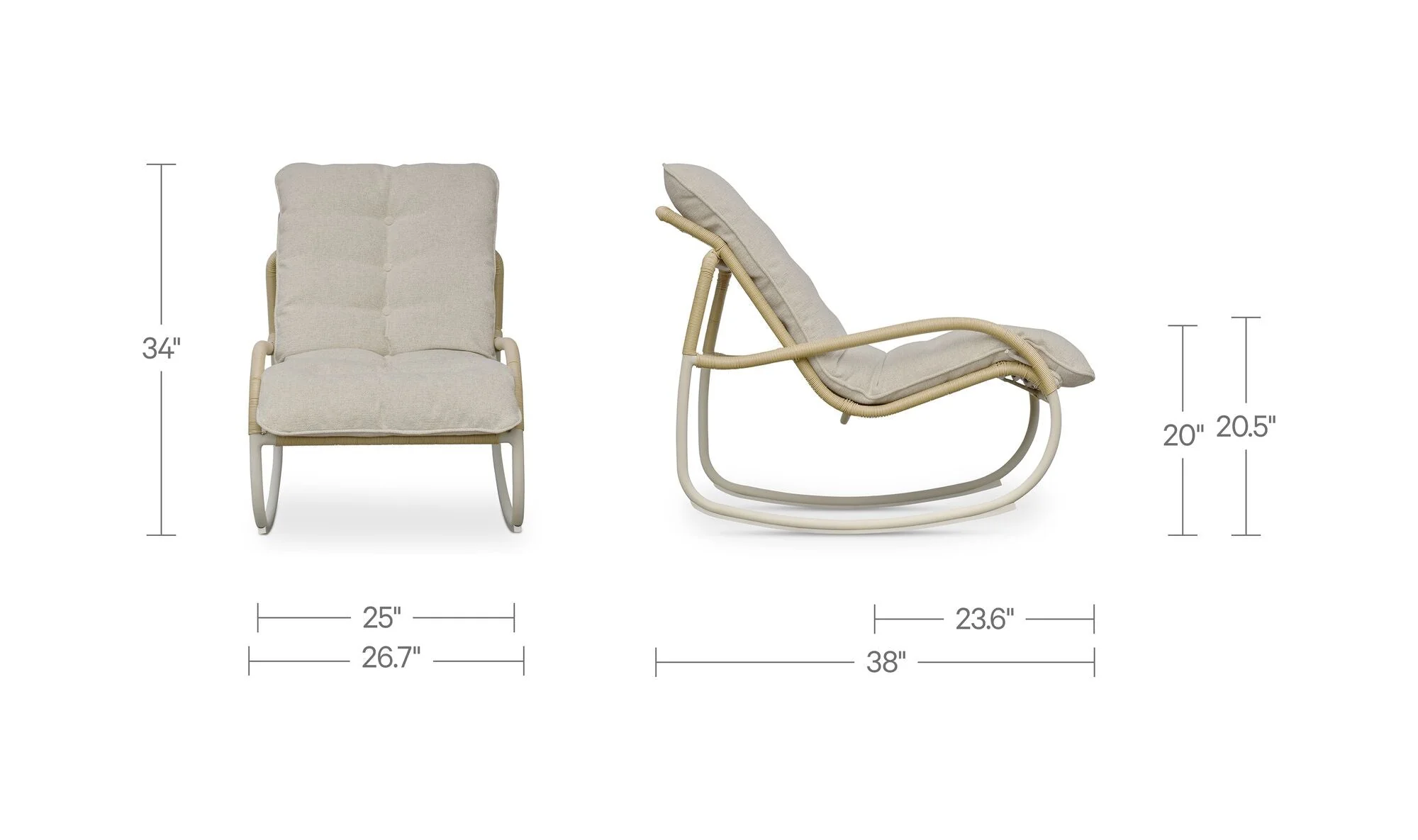 Lyra Outdoor Rocking Chair Beige - Image 15