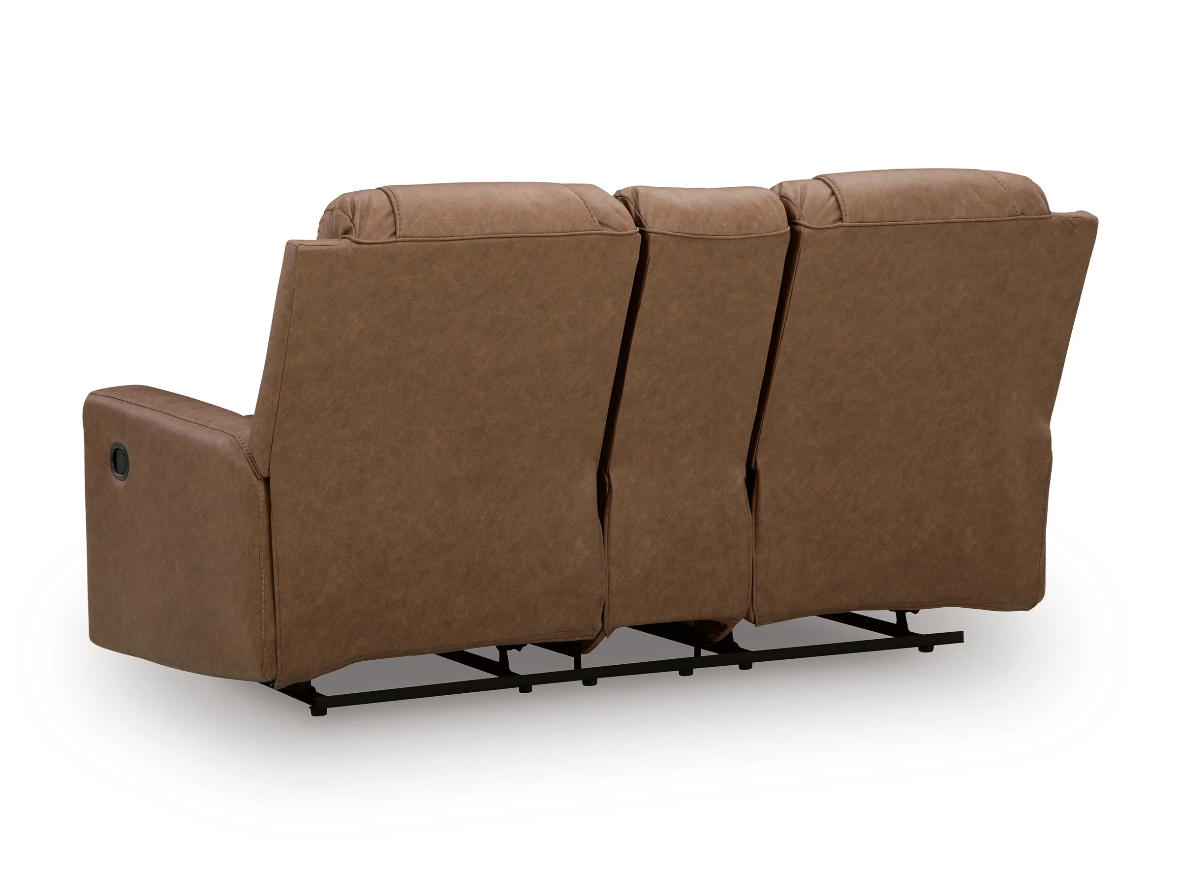 Mackmenville Caramel Reclining Loveseat with Console - Image 4