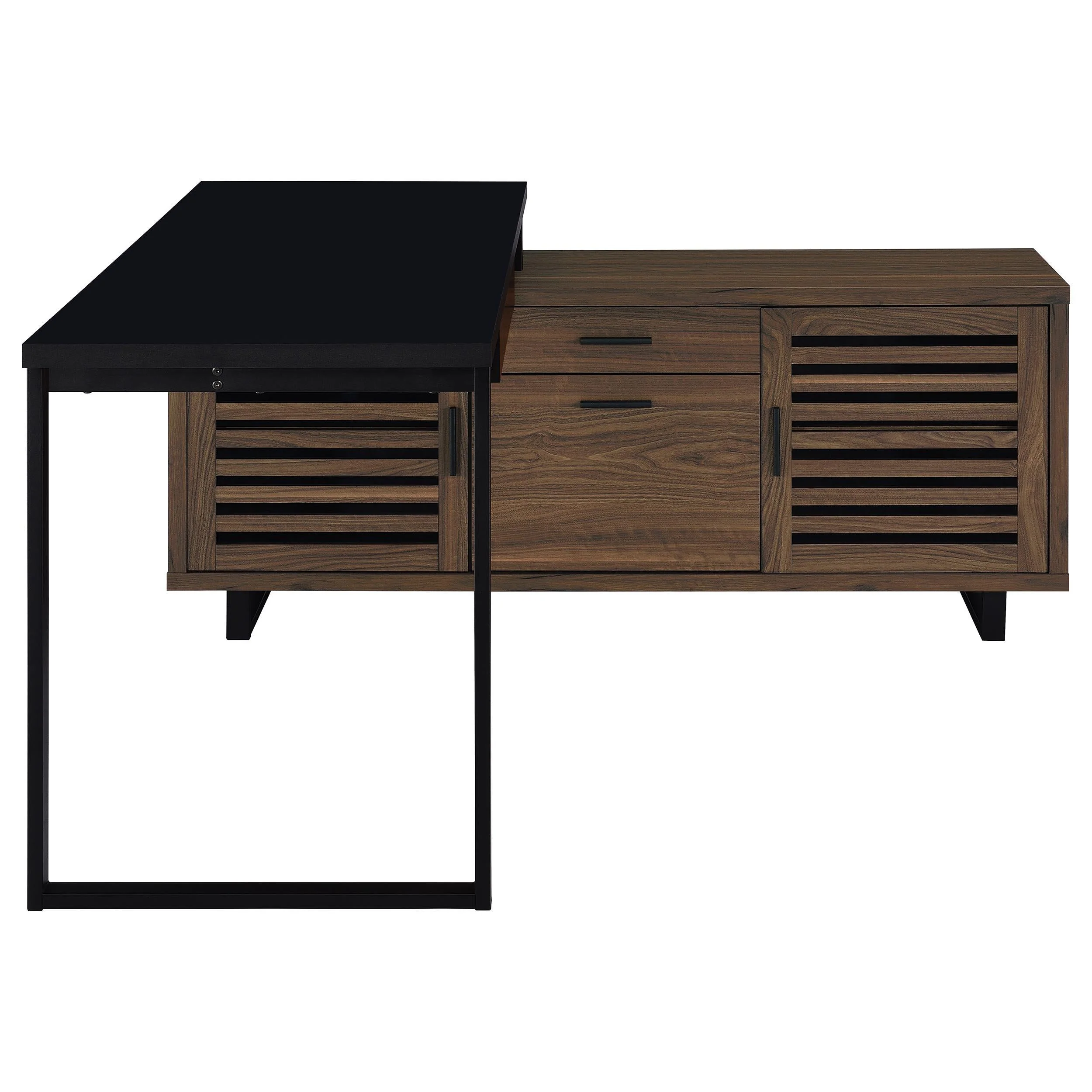 Maddox Black and Walnut L-Shape Office Computer Desk - Image 10
