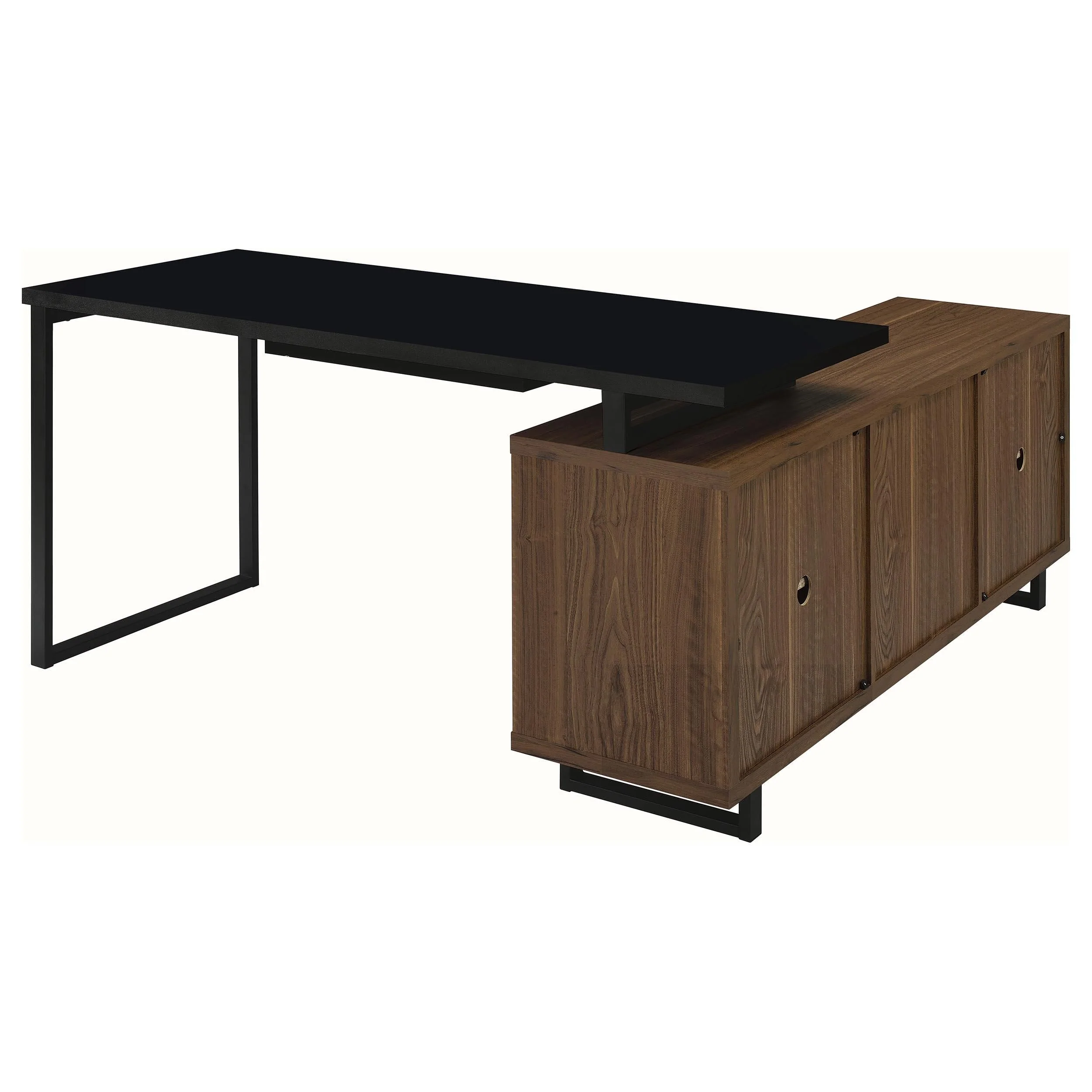 Maddox Black and Walnut L-Shape Office Computer Desk - Image 2