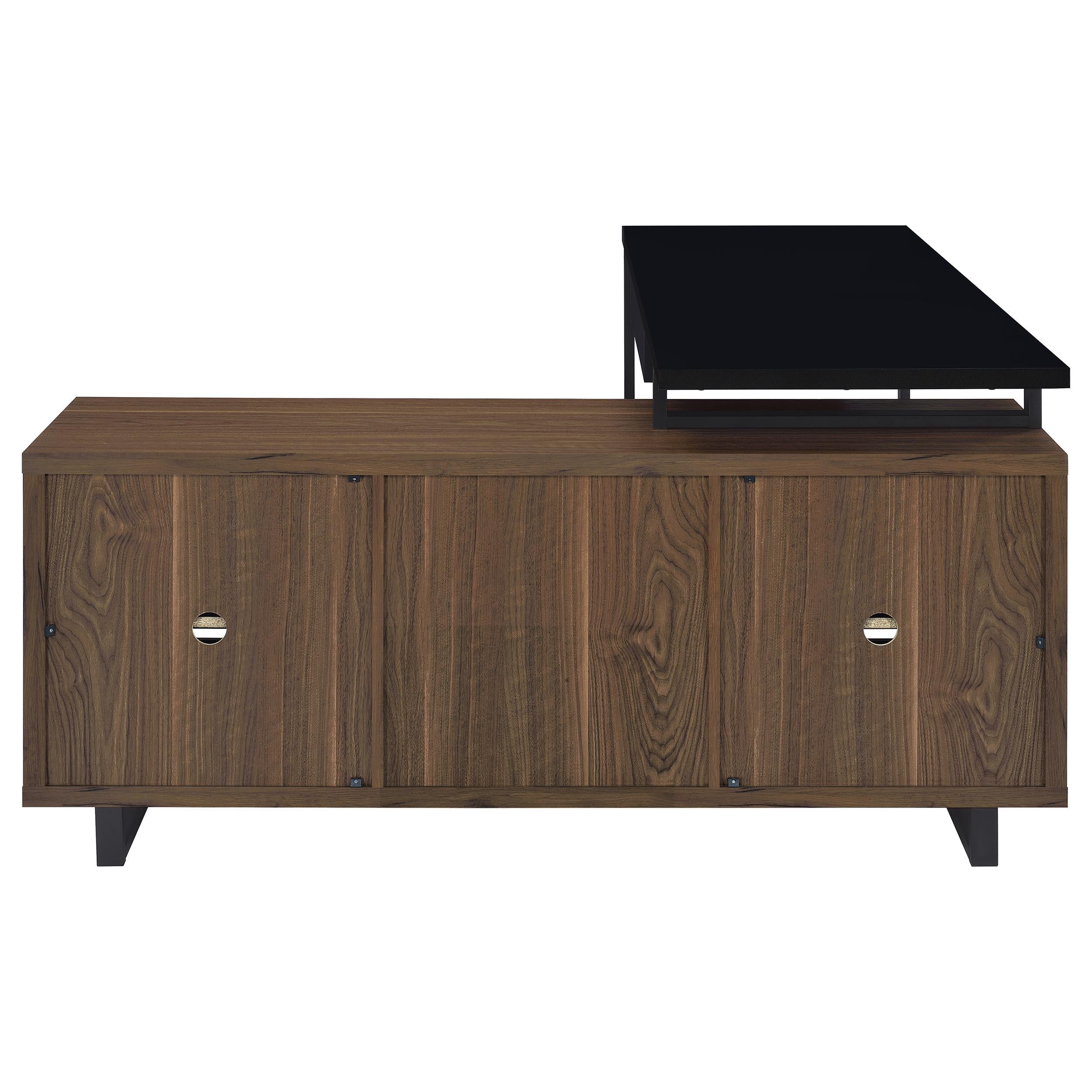Maddox Black and Walnut L-Shape Office Computer Desk - Image 3