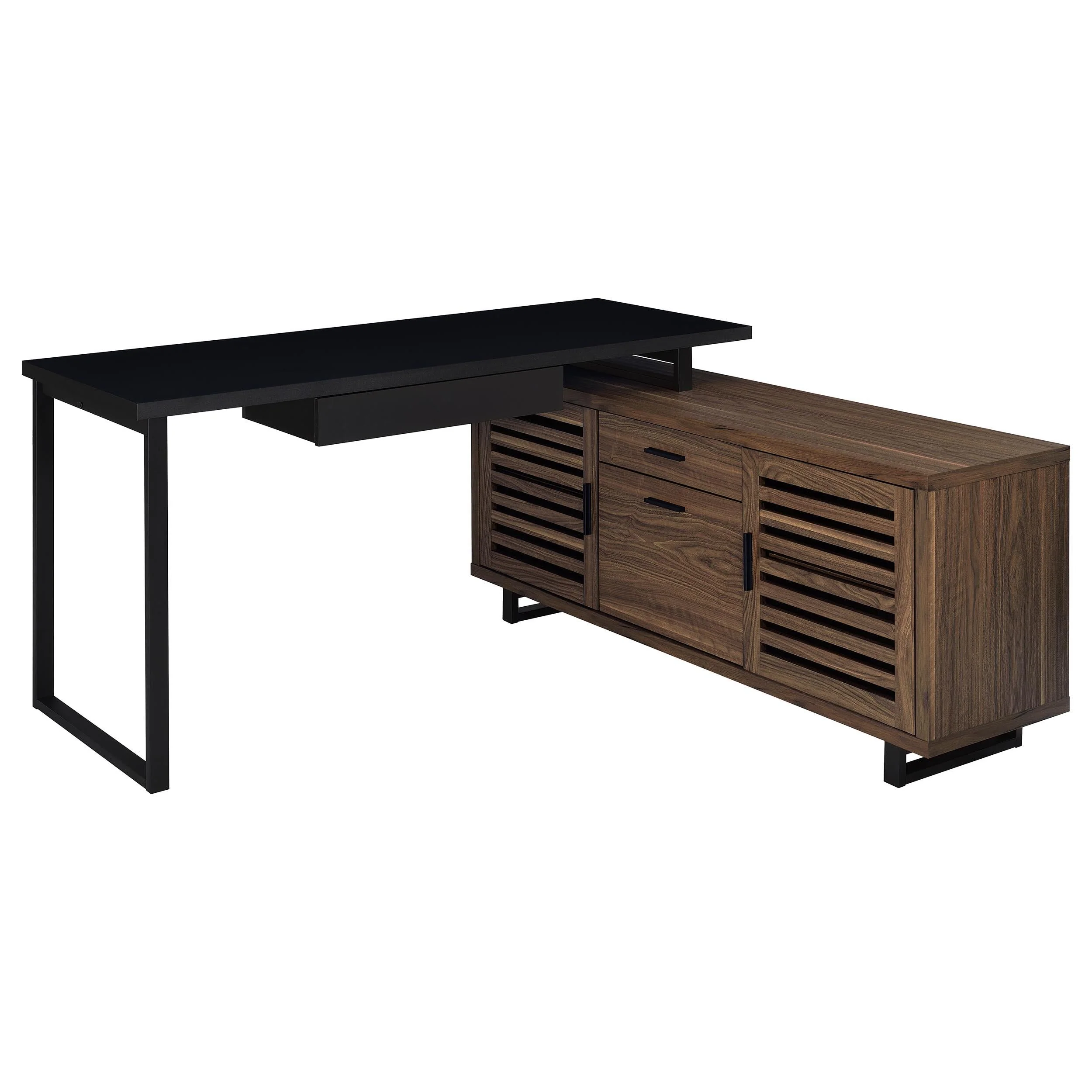 Maddox Black and Walnut L-Shape Office Computer Desk - Image 4