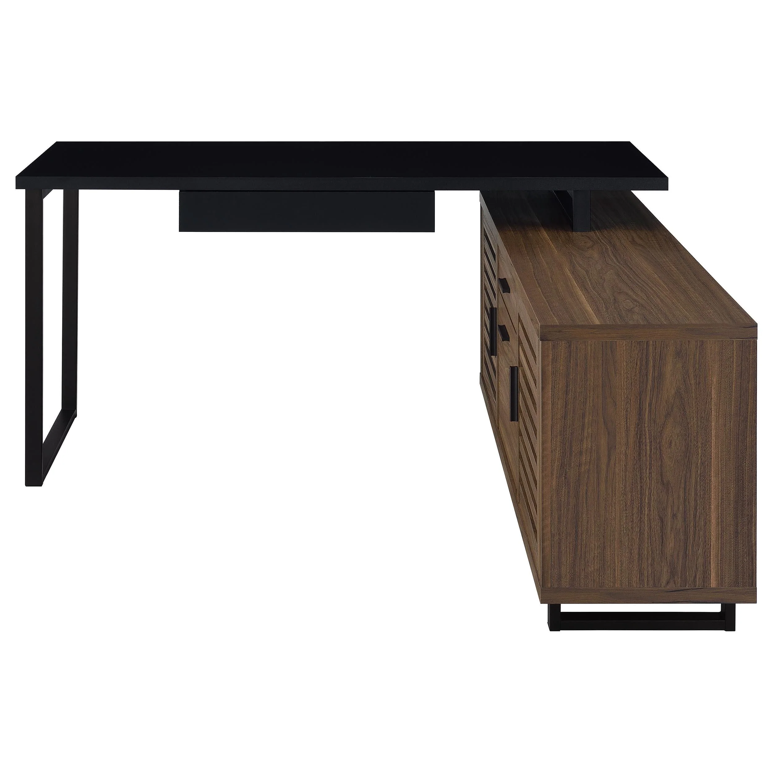 Maddox Black and Walnut L-Shape Office Computer Desk - Image 5