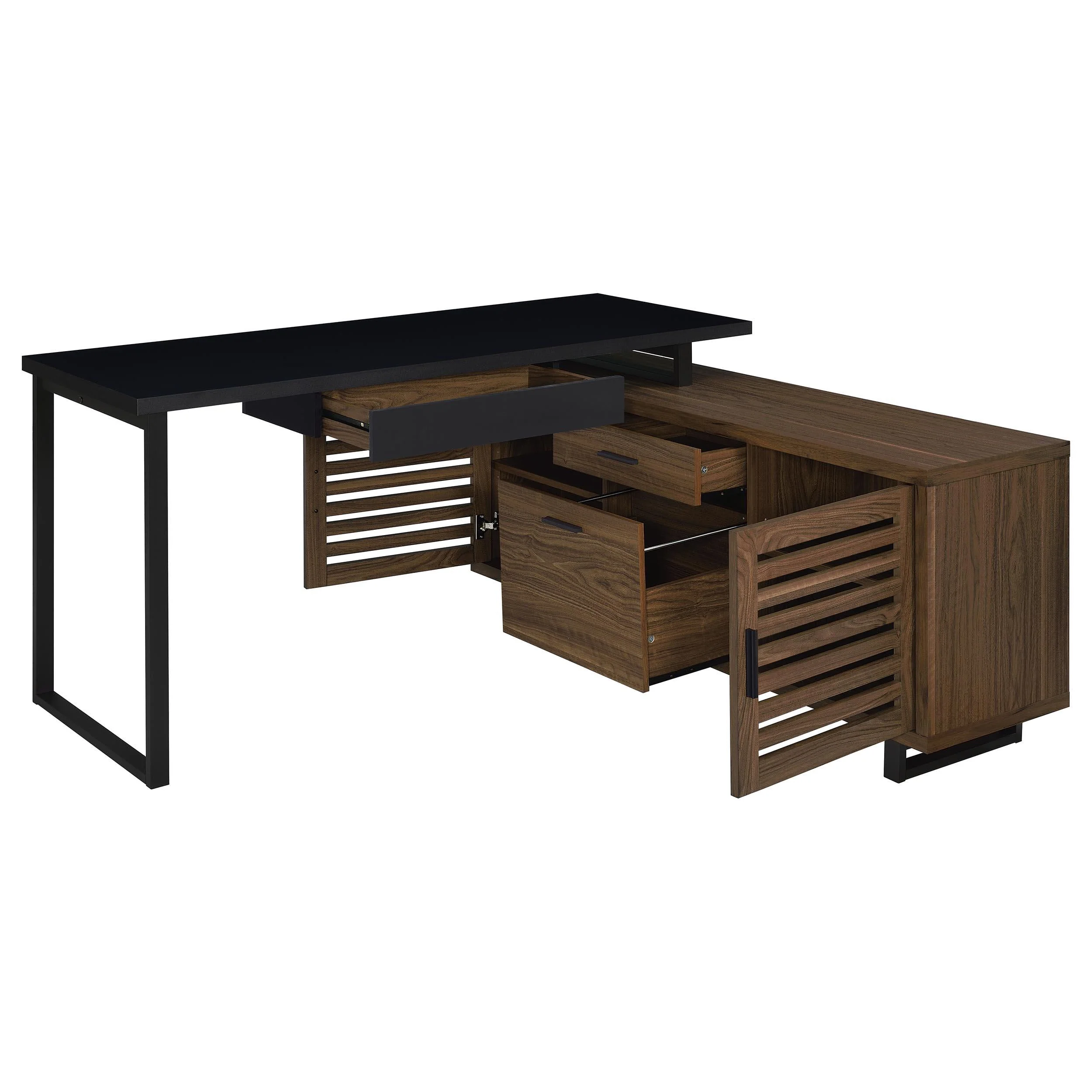 Maddox Black and Walnut L-Shape Office Computer Desk - Image 6