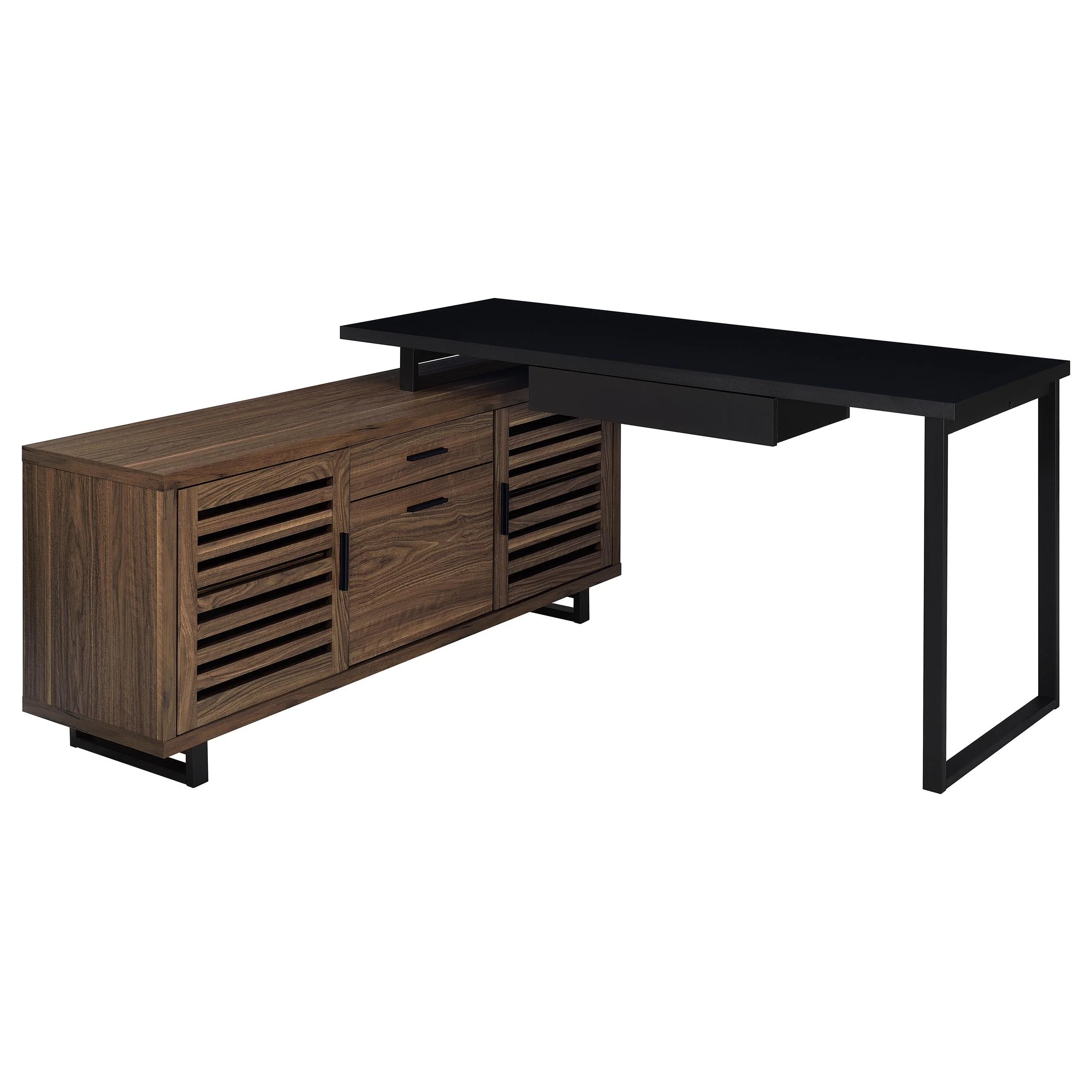 Maddox Black and Walnut L-Shape Office Computer Desk - Image 7