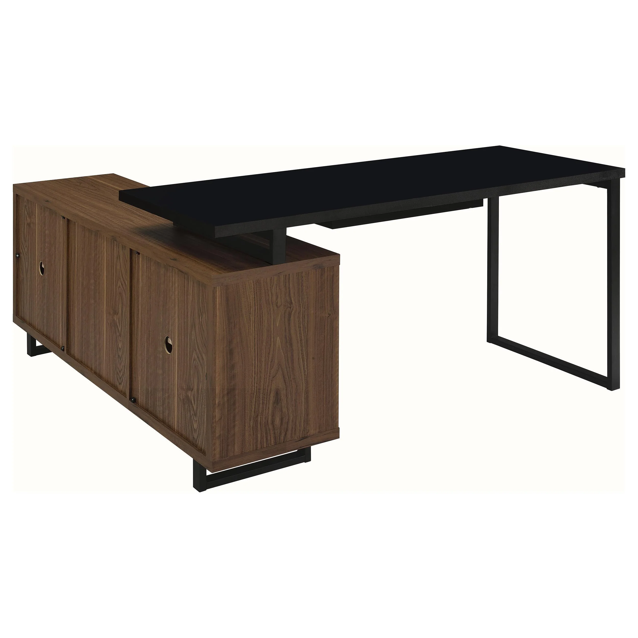 Maddox Black and Walnut L-Shape Office Computer Desk - Image 8