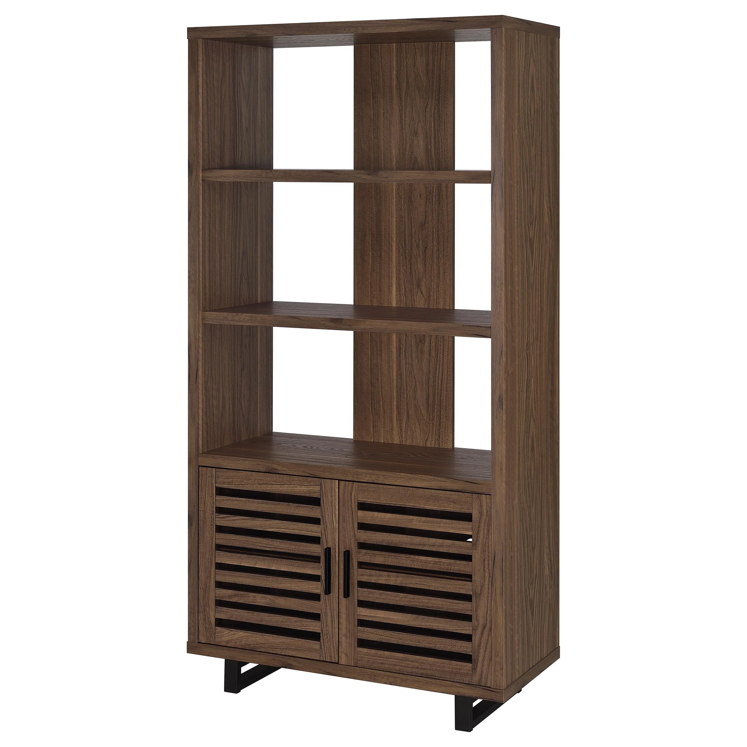 Maddox Walnut 71-inch 3-shelf Cabinet Bookcase - Image 6