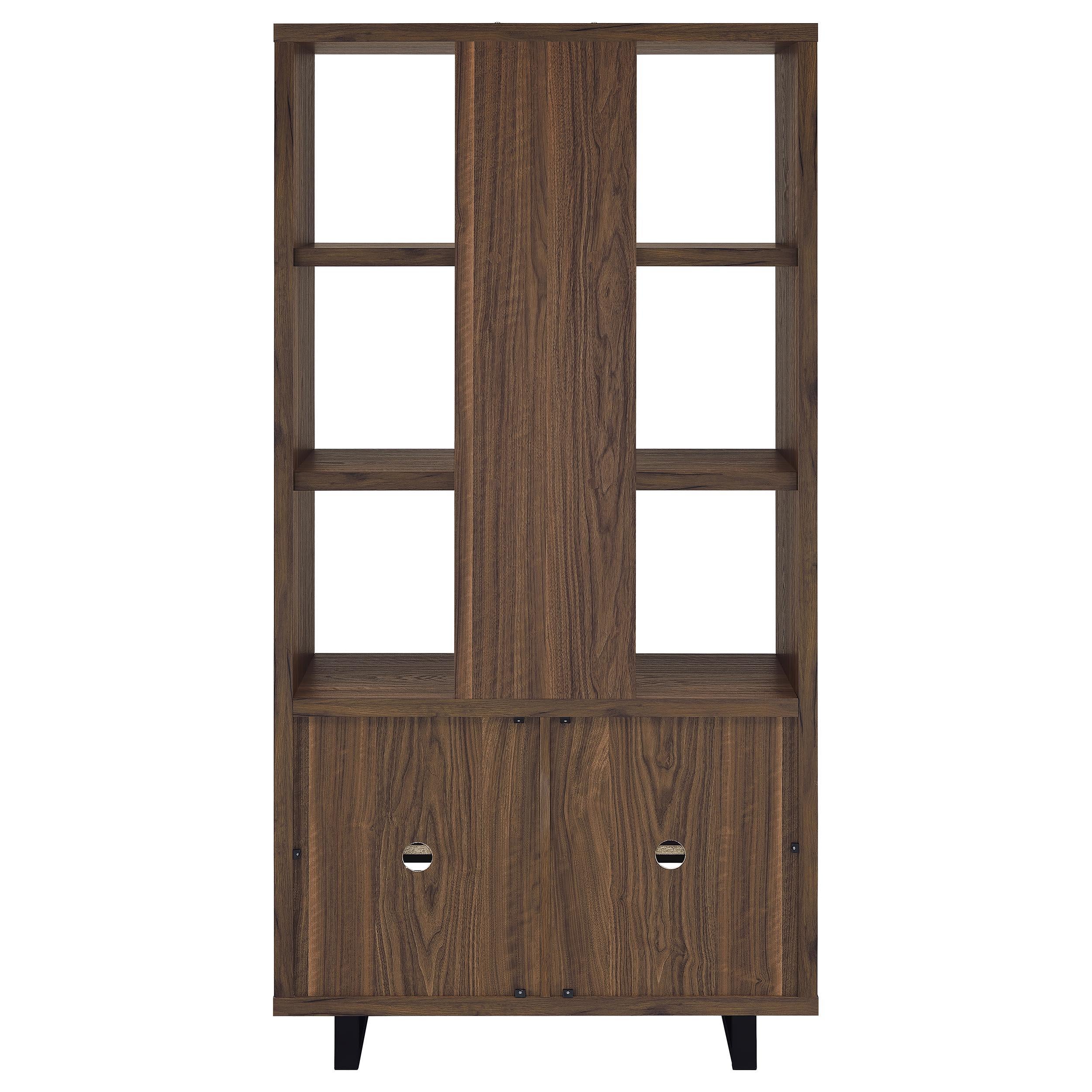 Maddox Walnut 71-inch 3-shelf Cabinet Bookcase - Image 7