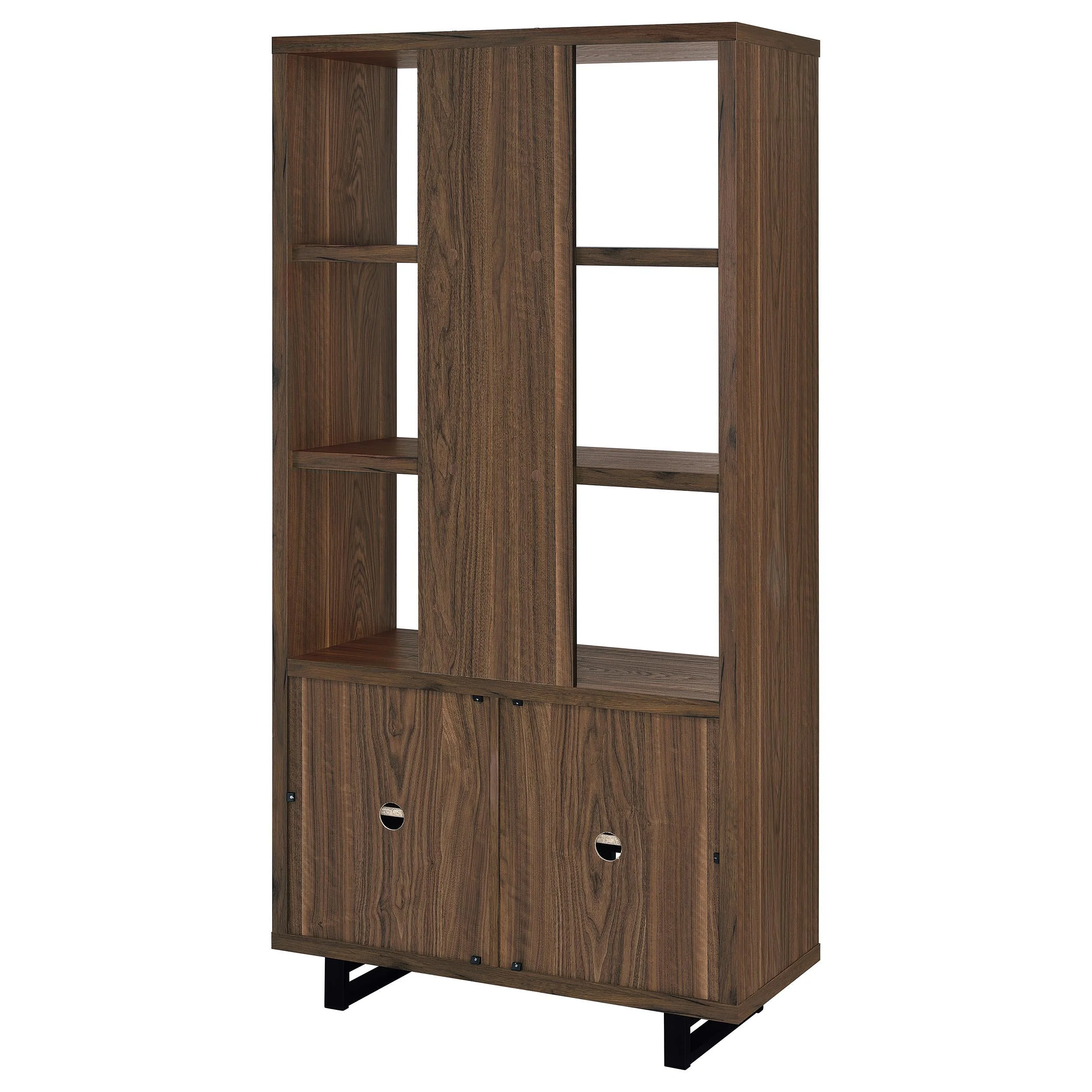 Maddox Walnut 71-inch 3-shelf Cabinet Bookcase - Image 8