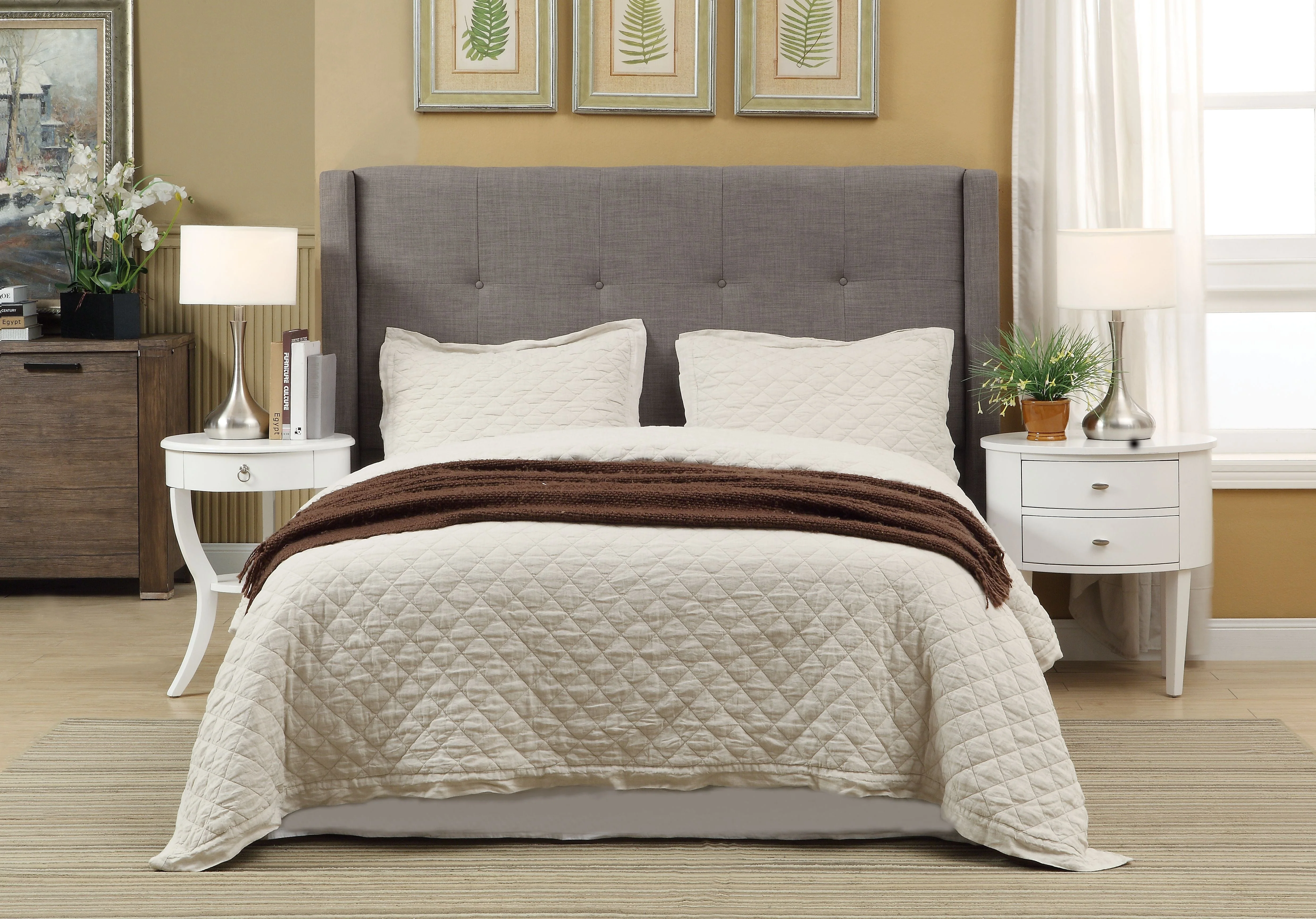 Madeleine Wingback Upholstered Headboard in Dolphin Linen - Image 2