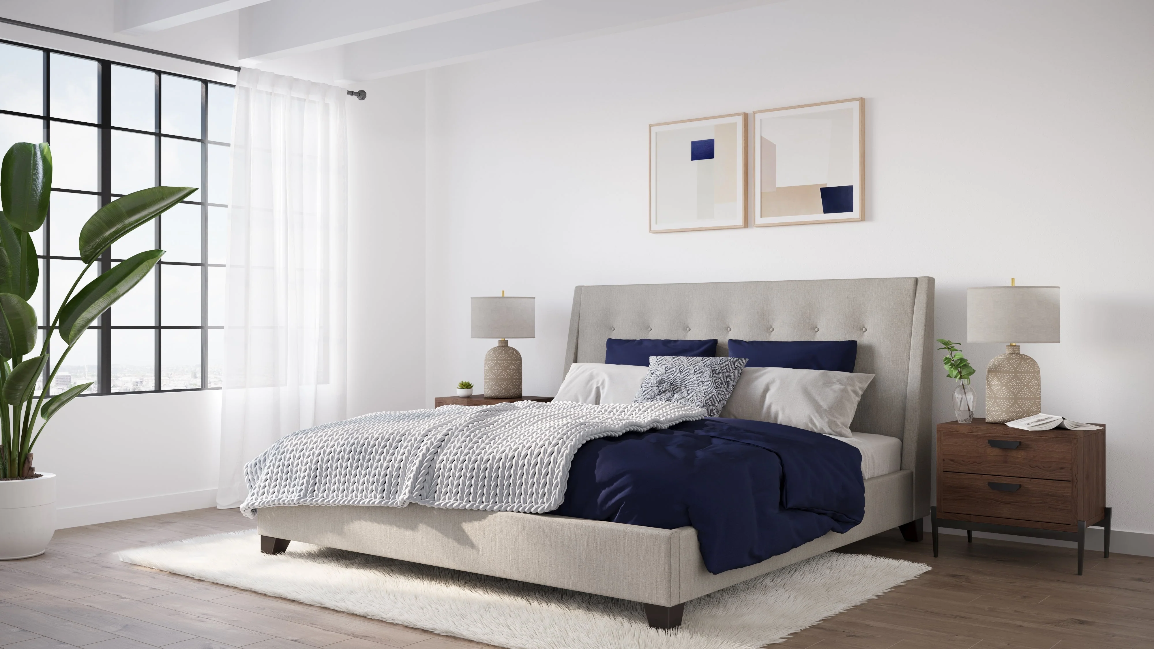 Madera Upholstered California King Platform Bed in Putty - Image 2