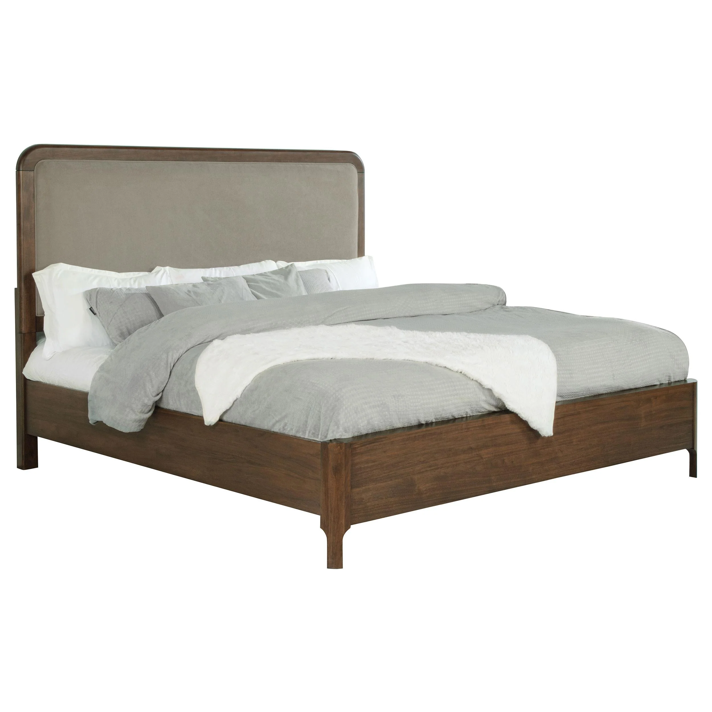 Maderia Walnut 57-inch Upholstered Queen Panel Bed - Image 2