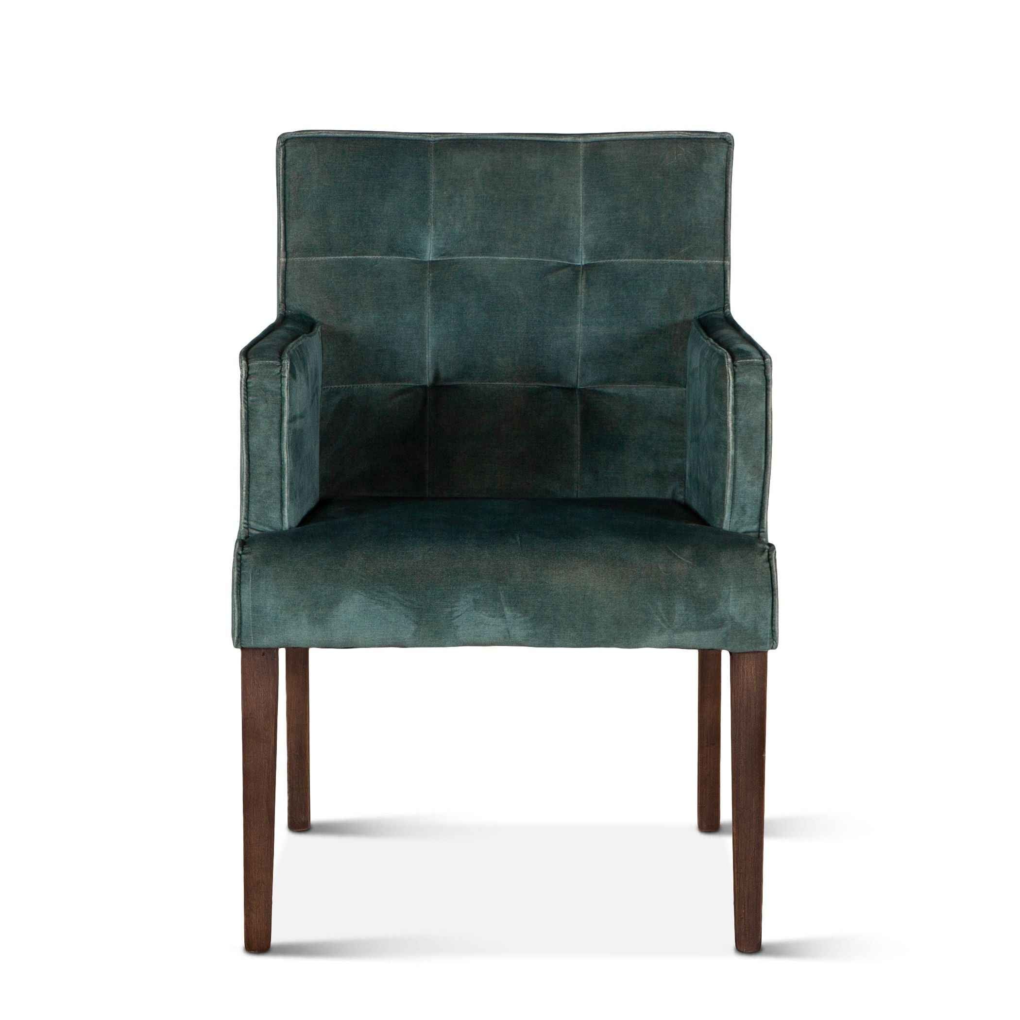 Madison 24" Dining Armchair in Green Velvet with Dark Legs - Image 2