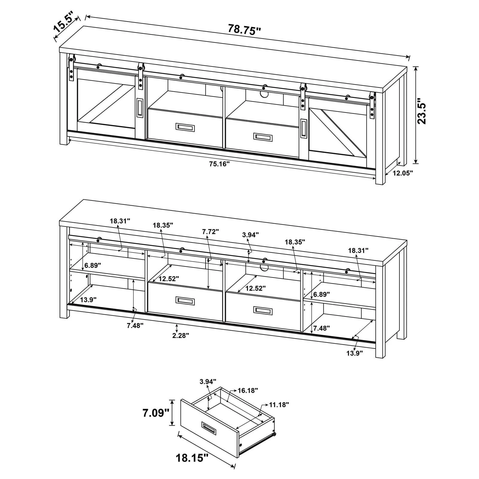 Madra Rectangular TV Console with 2 Sliding Doors - Image 13