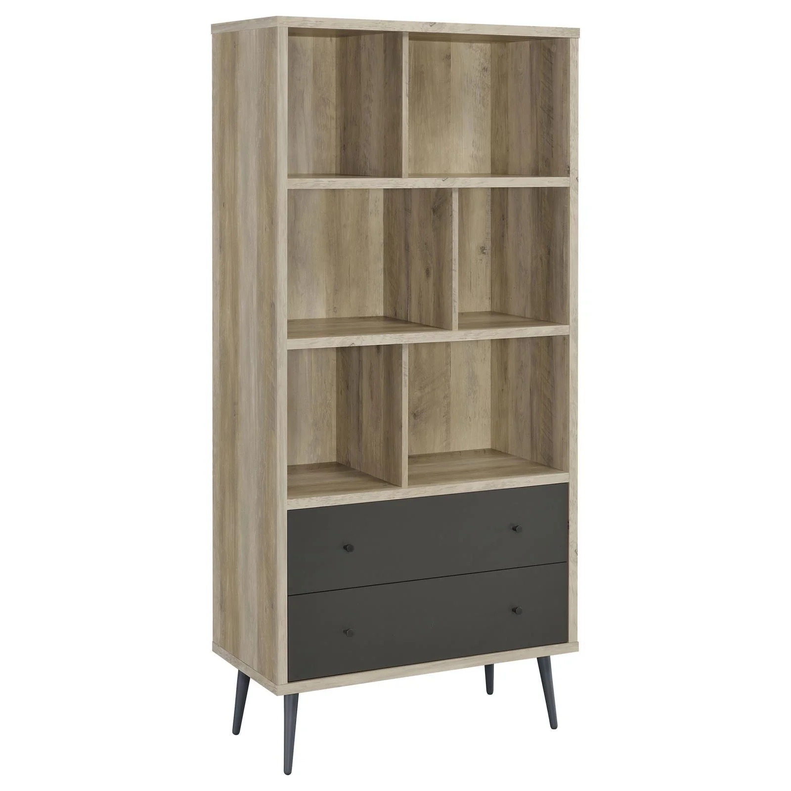 Maeve Distressed Pine 70-inch 3-shelf Bookcase with Drawers - Image 14