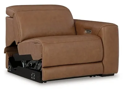 Magic Man Caramel 2-Piece Dual Power Leather Reclining Modular Loveseat - Image 11