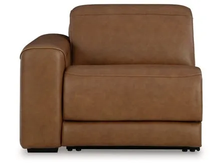 Magic Man Caramel 2-Piece Dual Power Leather Reclining Modular Loveseat - Image 6