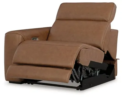 Magic Man Caramel 2-Piece Dual Power Leather Reclining Modular Loveseat - Image 7