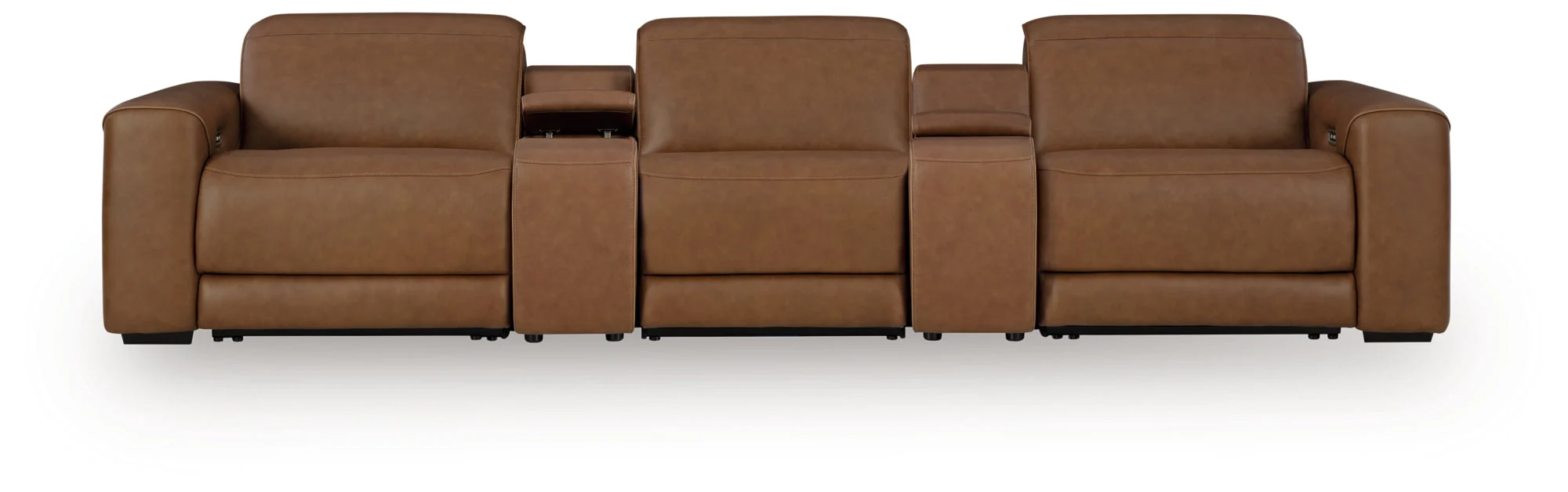 Magic Man Caramel 5-Piece Power Reclining Sectional with Console