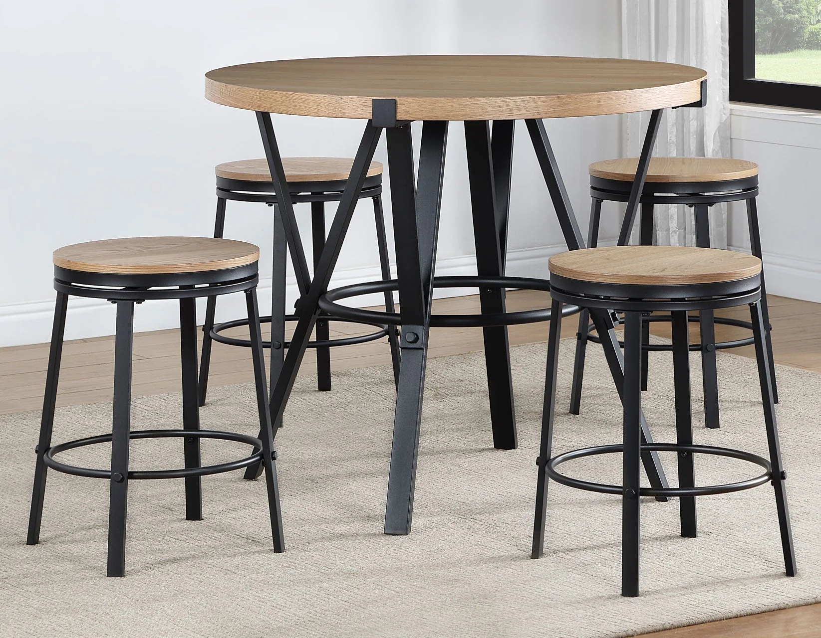 Magnolia Black/Light Sand Round Counter Height Dining Set - Image 3