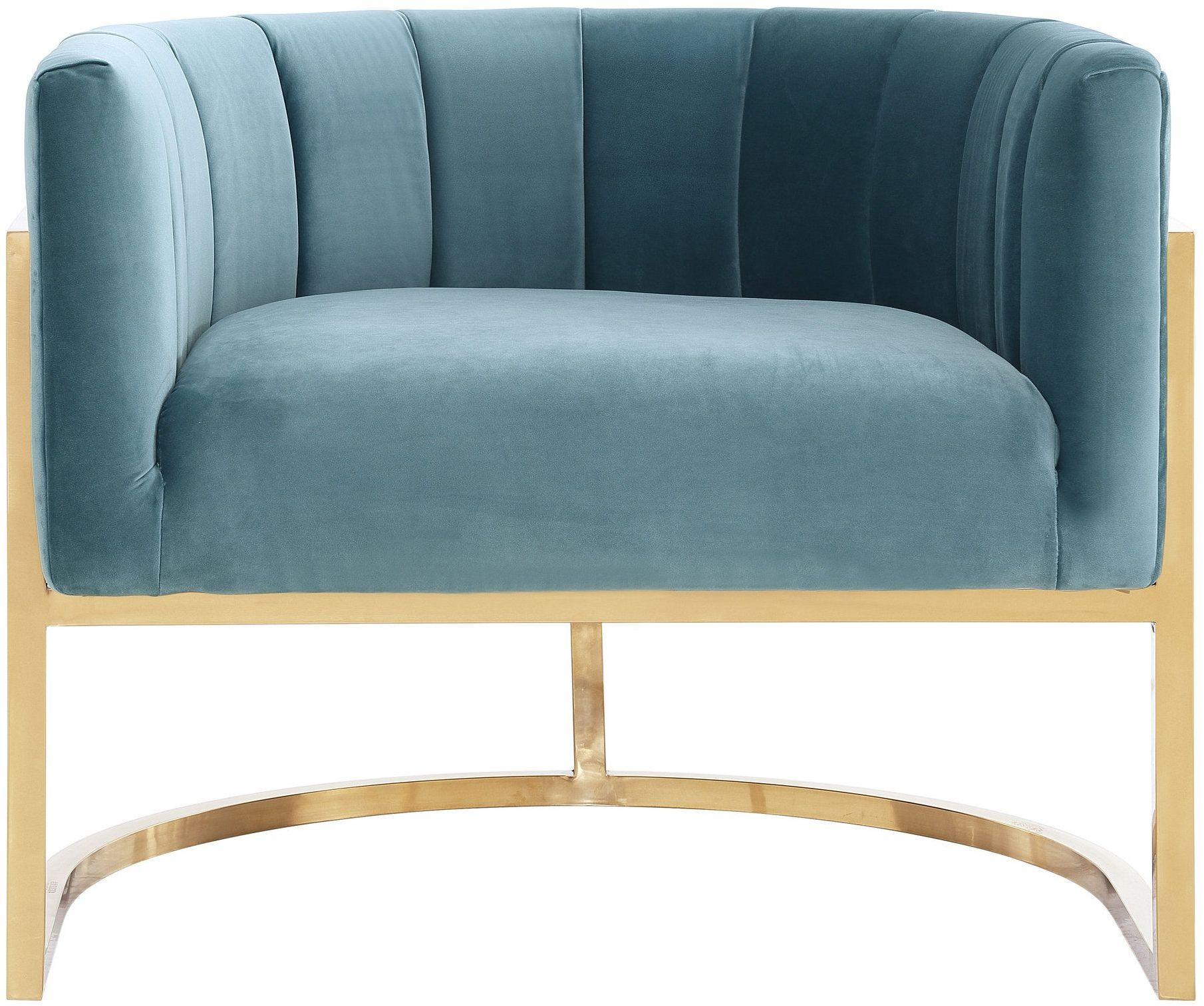 Magnolia Velvet Accent Chair with Gold Base - Image 10