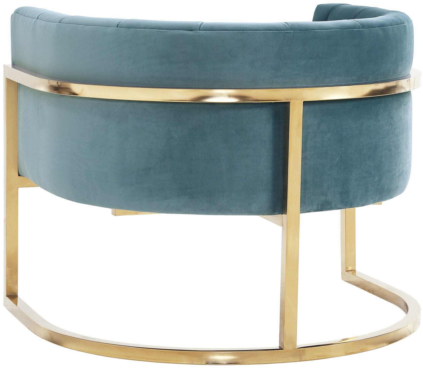 Magnolia Velvet Accent Chair with Gold Base - Image 11