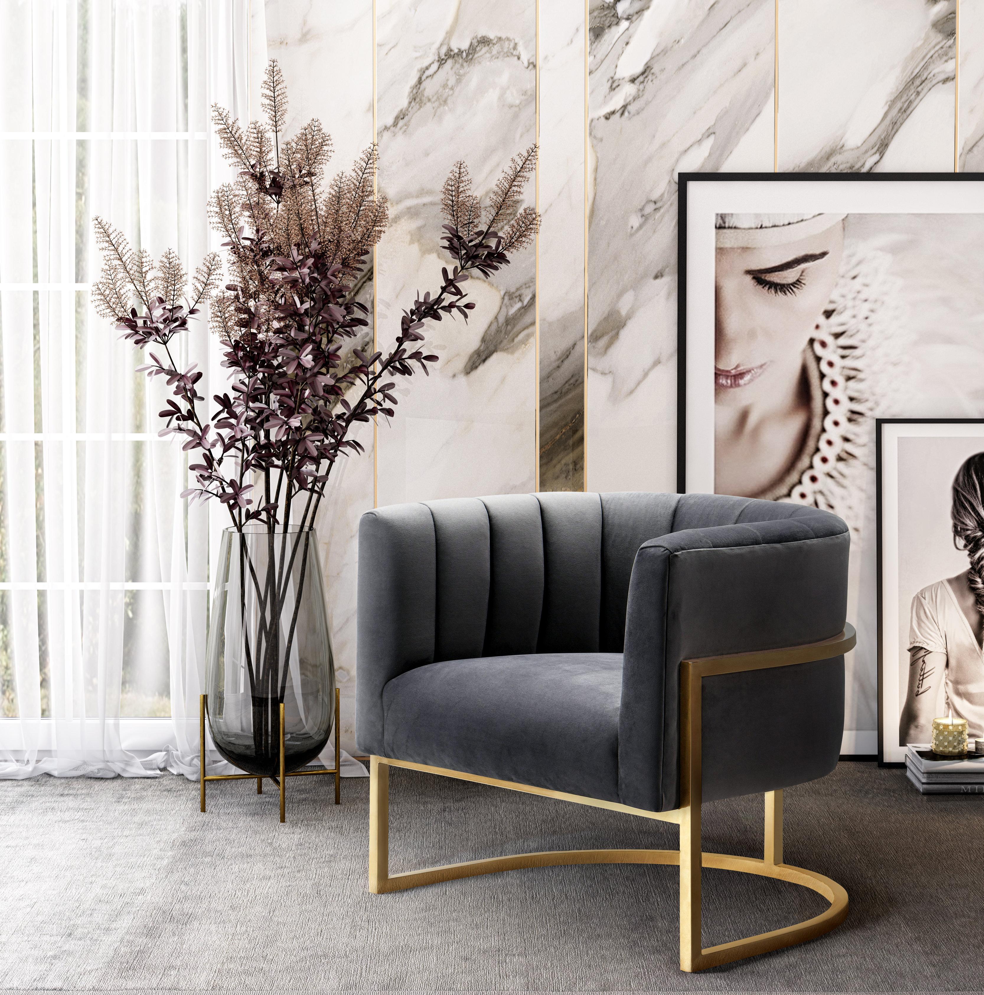 Magnolia Velvet Accent Chair with Gold Base - Image 21
