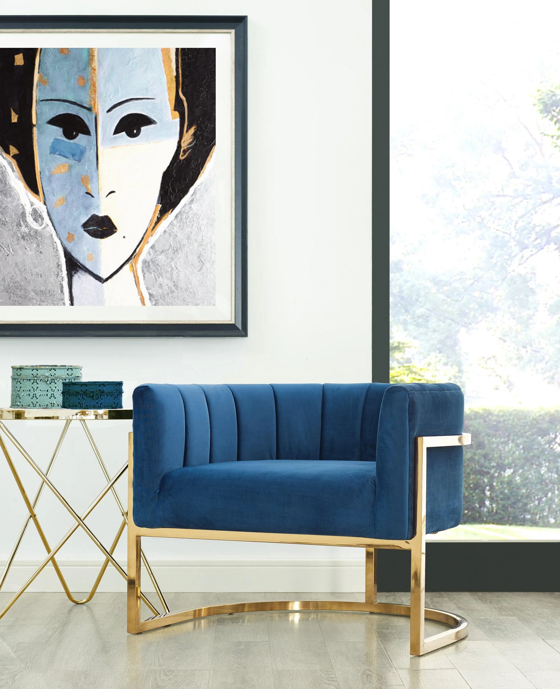 Magnolia Velvet Accent Chair with Gold Base - Image 6