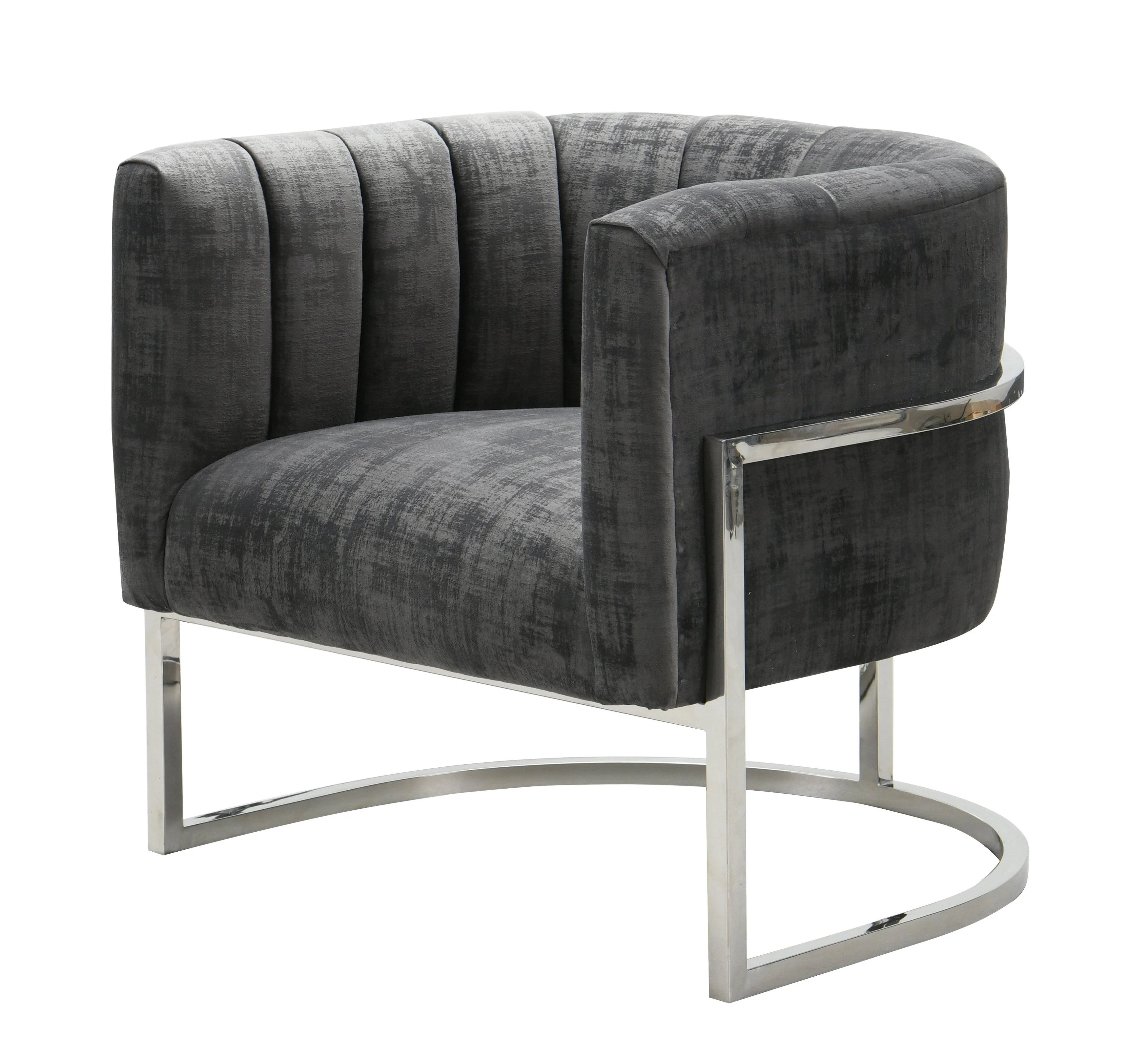Magnolia Velvet Accent Chair with Silver Base - Image 9