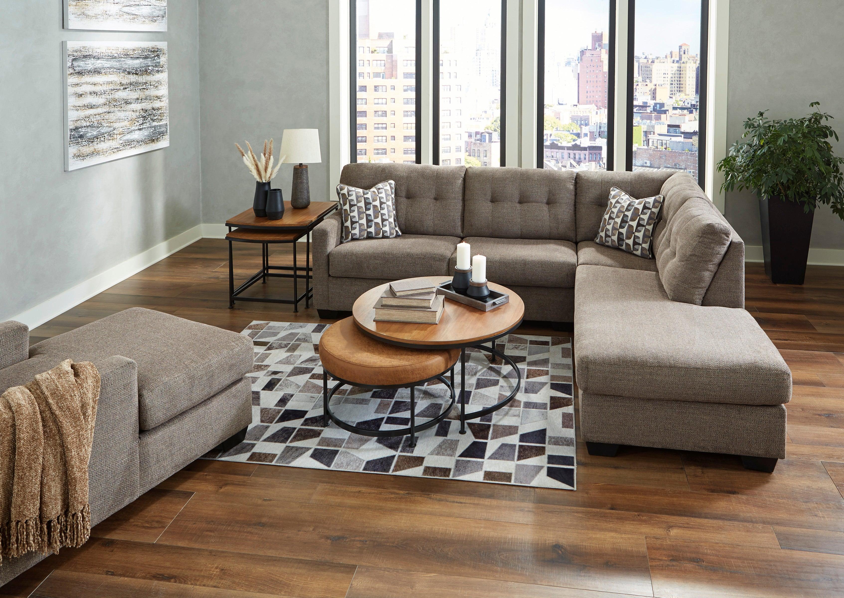 Mahoney Chocolate 2-Piece Right Arm Facing Chaise Sectional