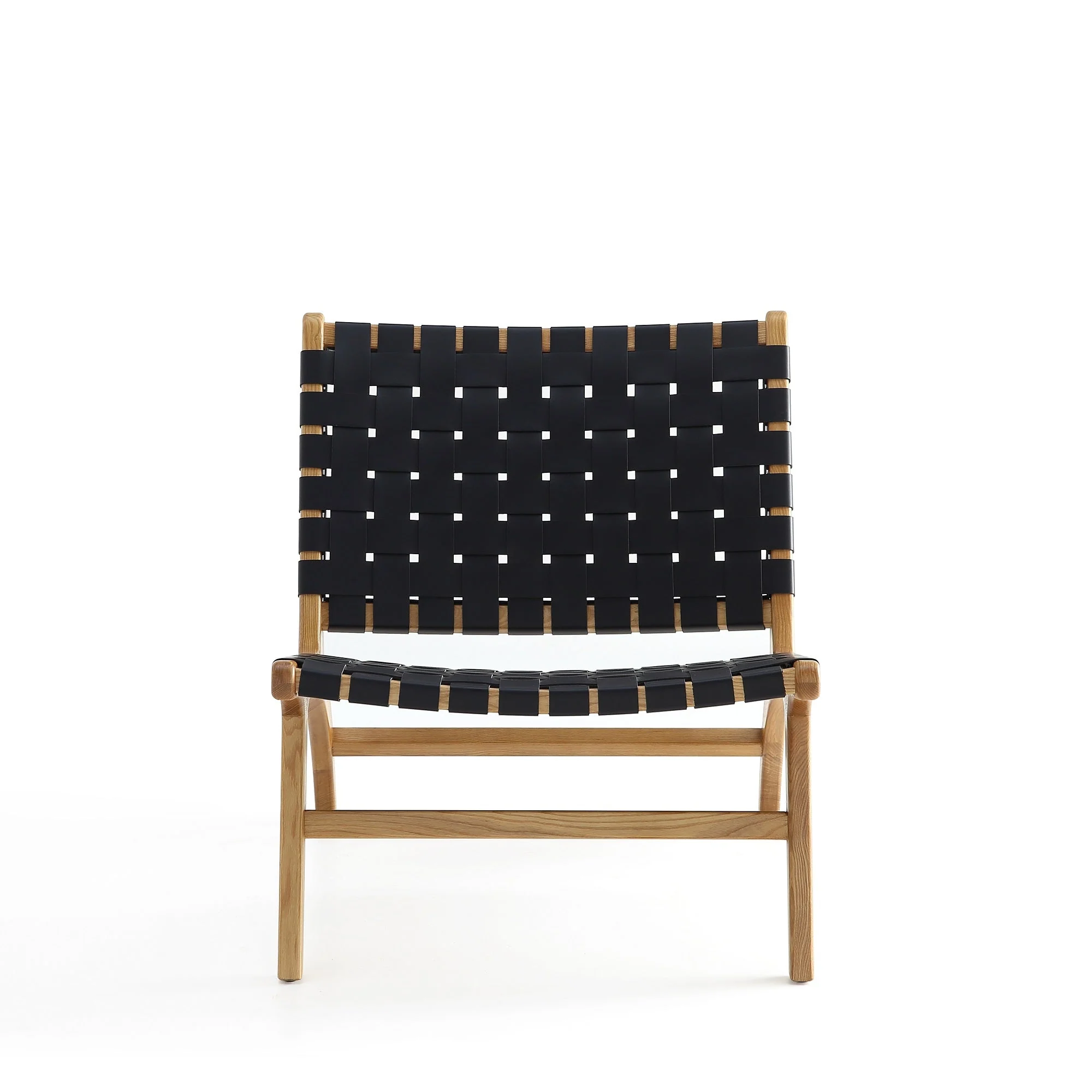 Maintenon Leatherette Accent Chair in Black with Nature Feet (set of 2) - Image 4