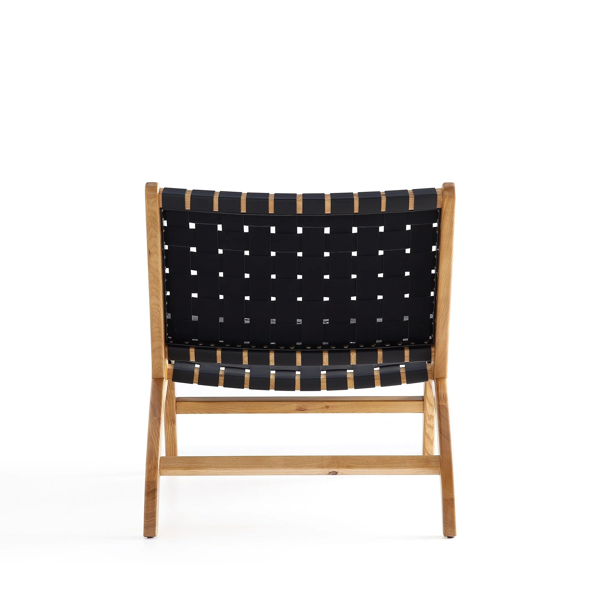 Maintenon Leatherette Accent Chair in Black with Nature Feet (set of 2) - Image 7