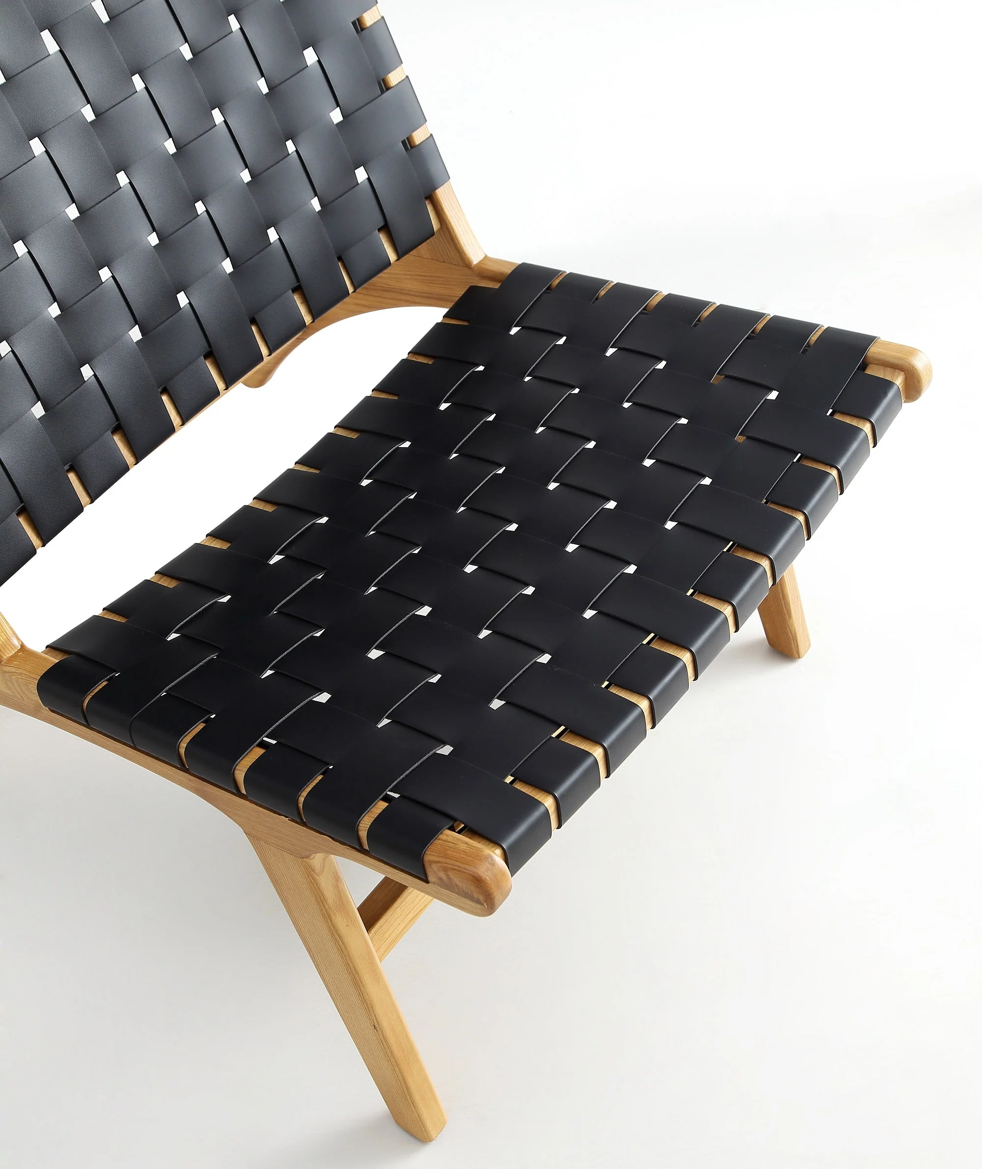 Maintenon Leatherette Accent Chair in Black with Nature Feet (set of 2) - Image 8