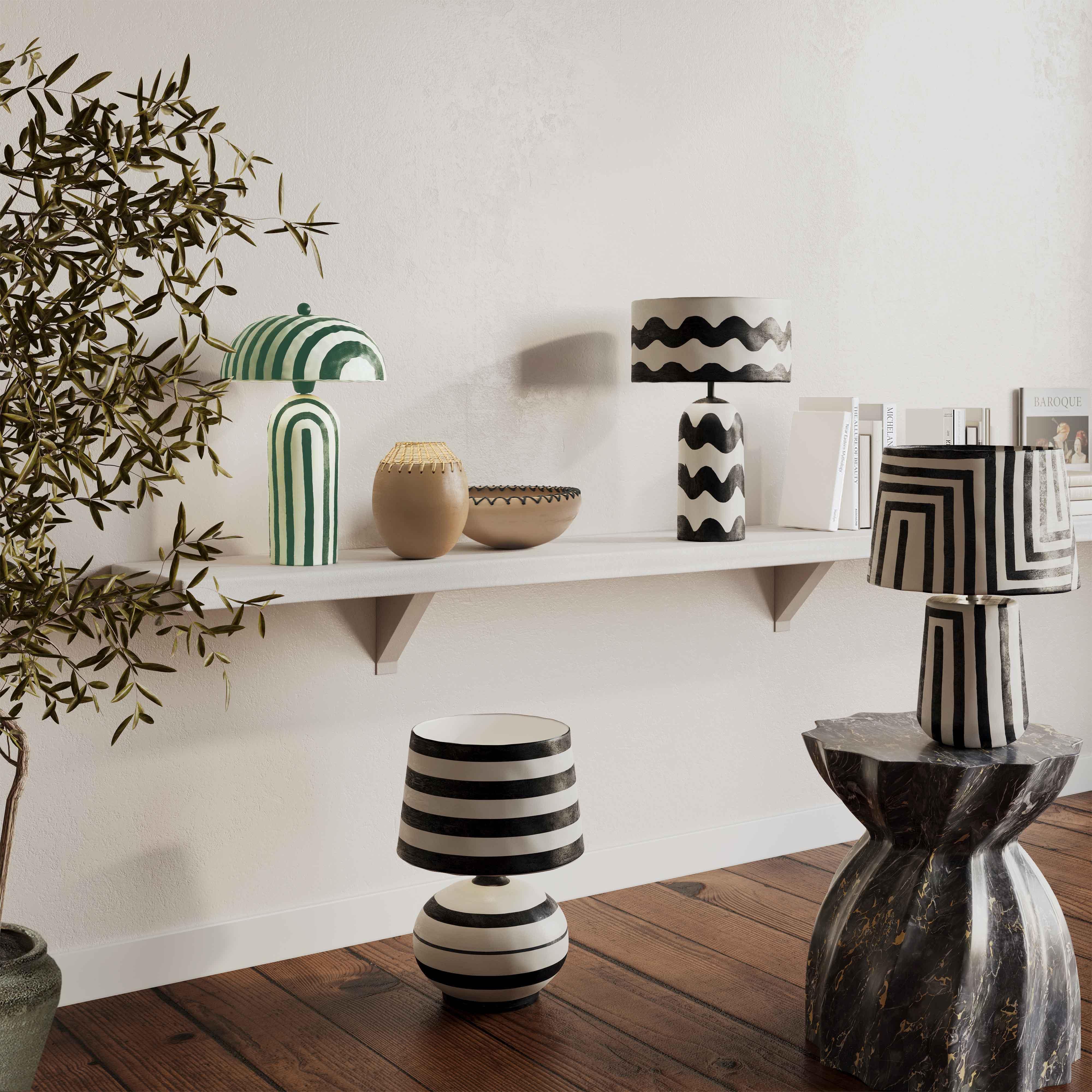 Maiori Striped Papier Mache Table Lamp - Image 15