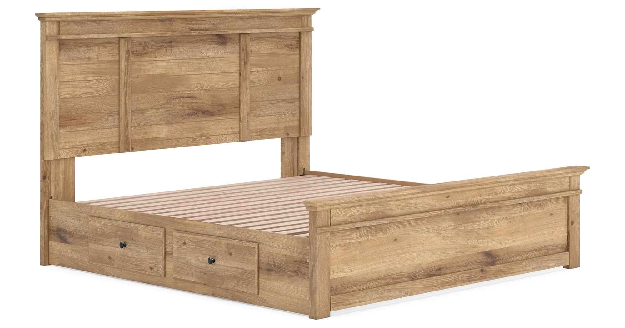 Makidern Tan King Panel Storage Bed - Image 4