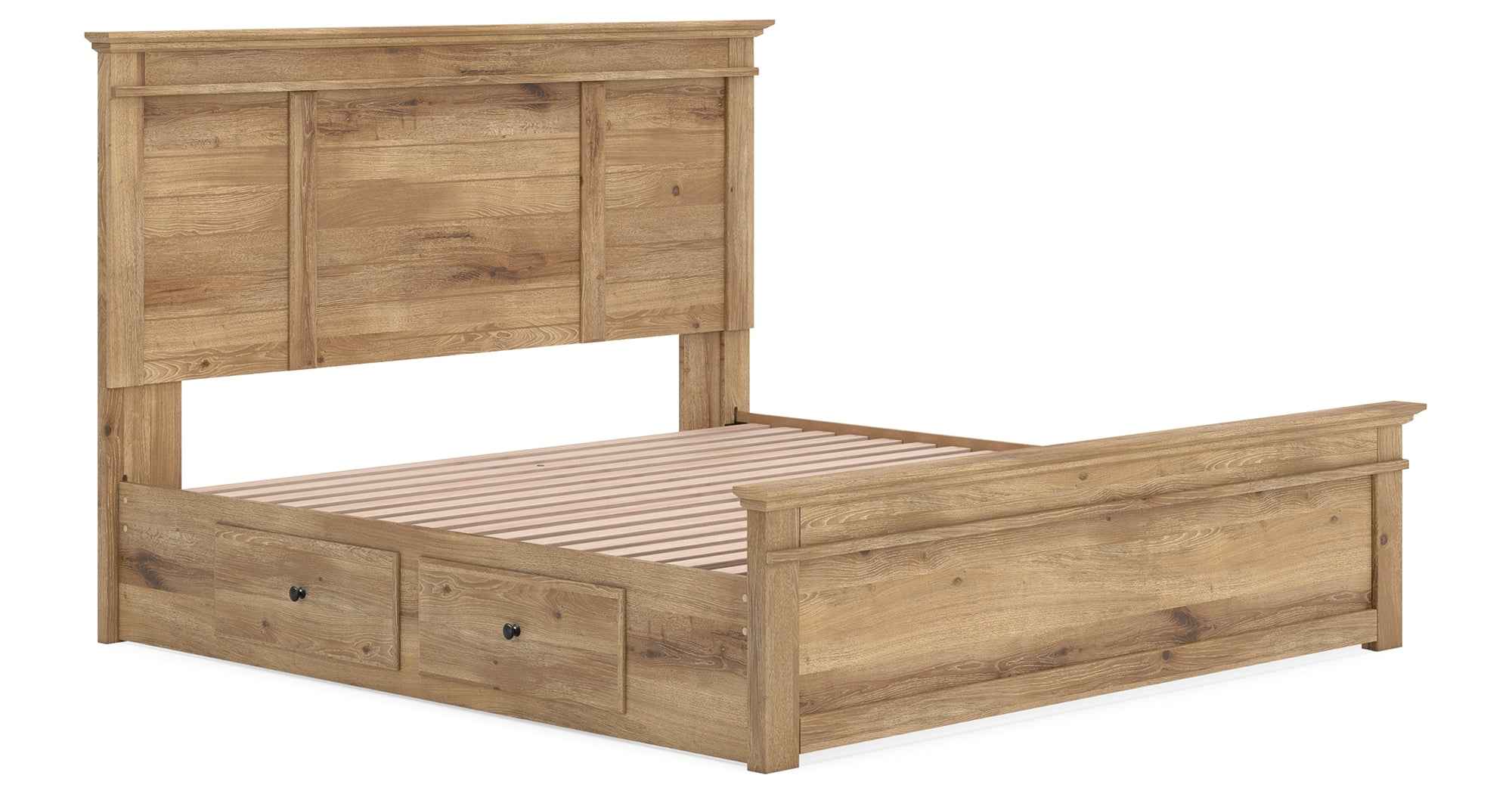 Makidern Tan King Panel Storage Bed - Image 4