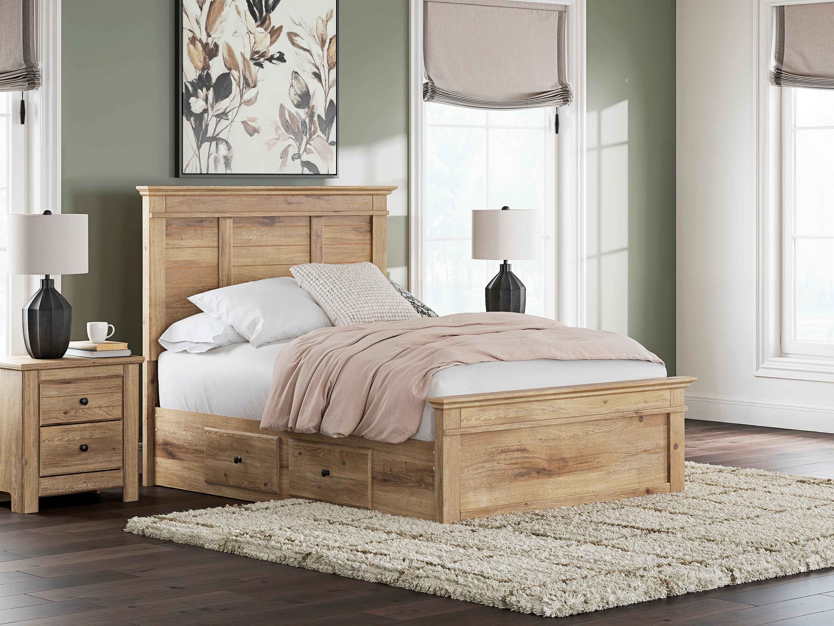 Makidern Tan Storage Youth Panel Bedroom Set with 2 One-Side Drawers - Image 3