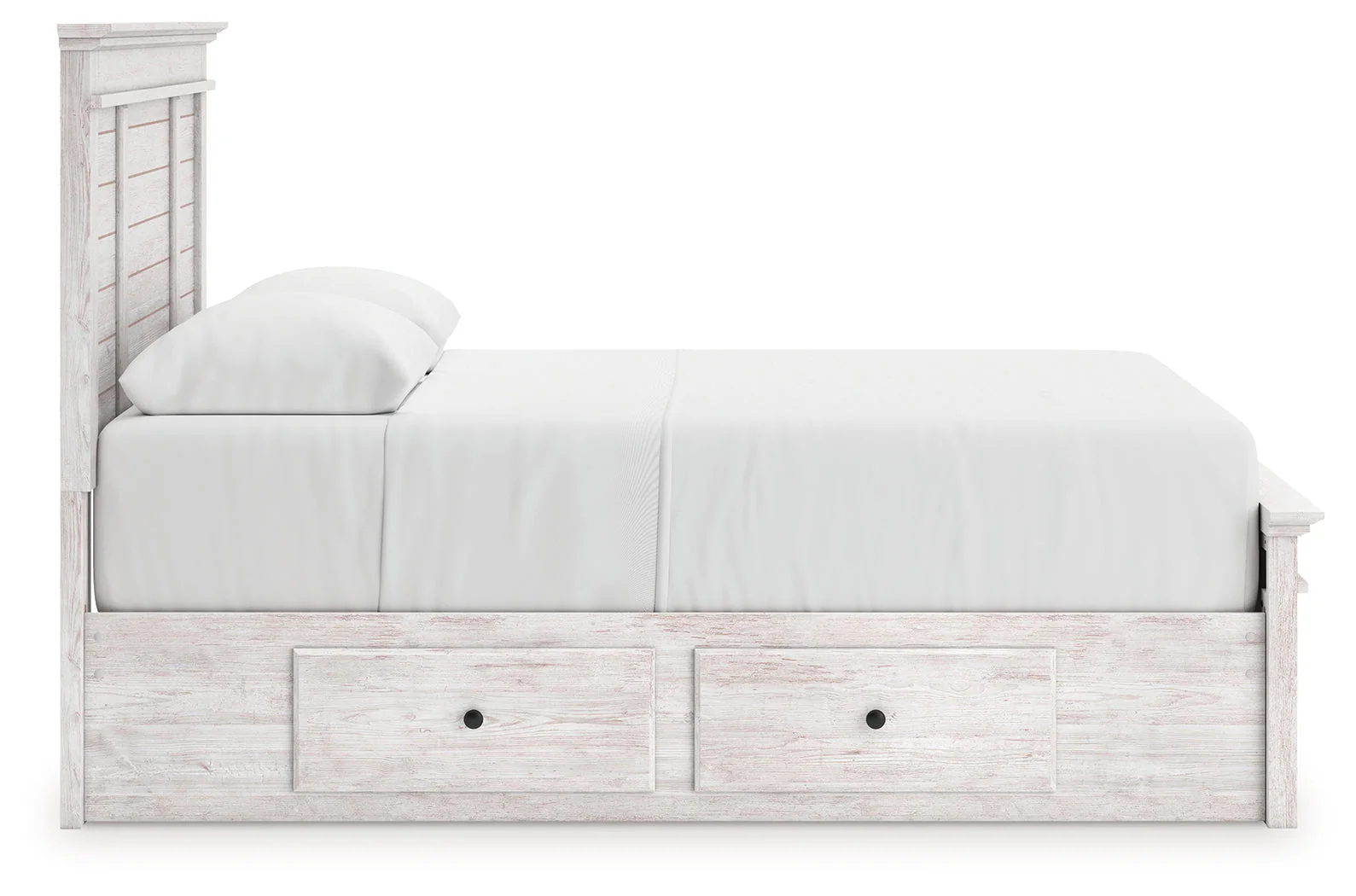 Makidern Whitewash Queen Panel Bed with Storage, Dresser and Mirror - Image 12