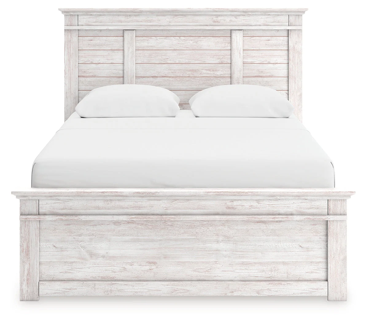 Makidern Whitewash Queen Panel Bed with Storage, Dresser and Mirror - Image 9