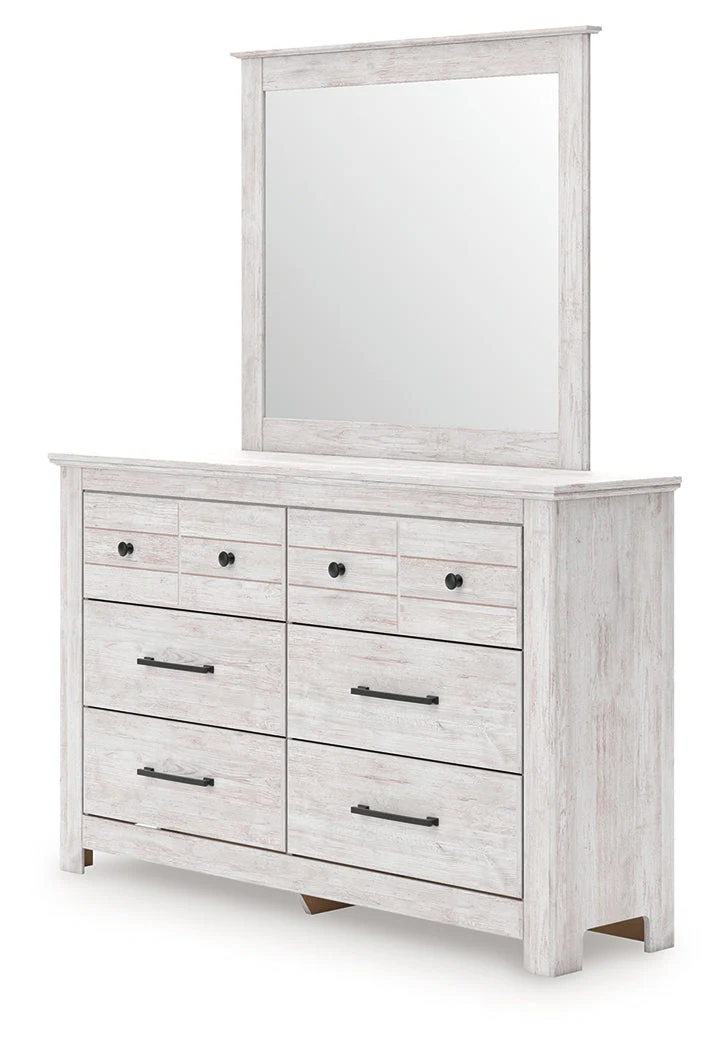 Makidern Whitewash Queen Panel Storage Bed, Dresser and Mirror - Image 8