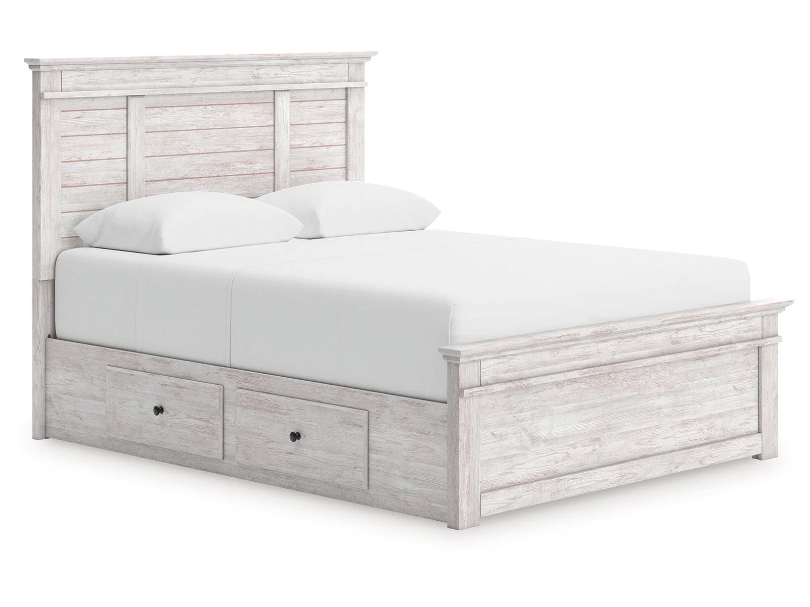 Makidern Whitewash Queen Panel Storage Bed