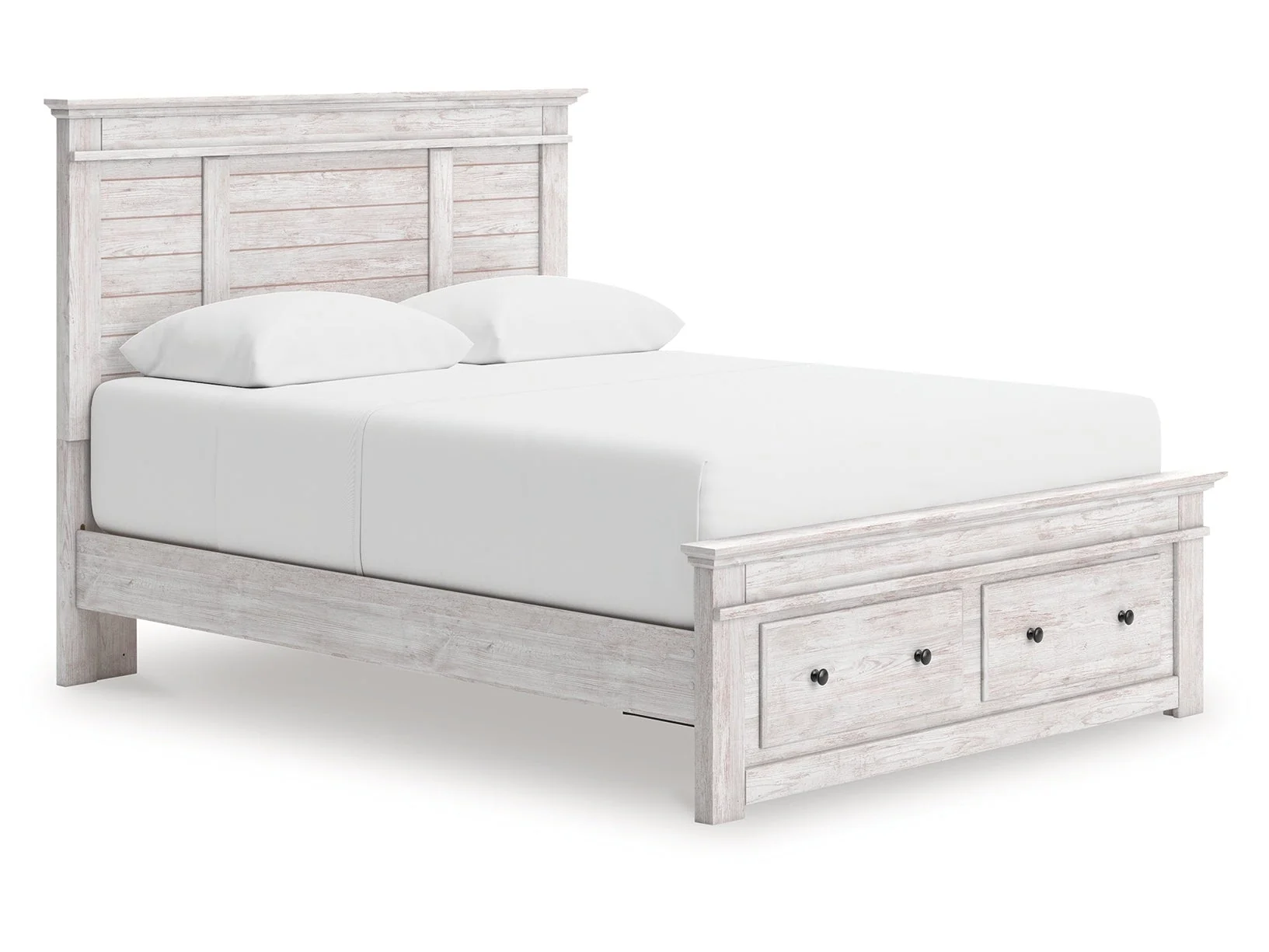 Makidern Whitewash Queen Panel Storage Bed