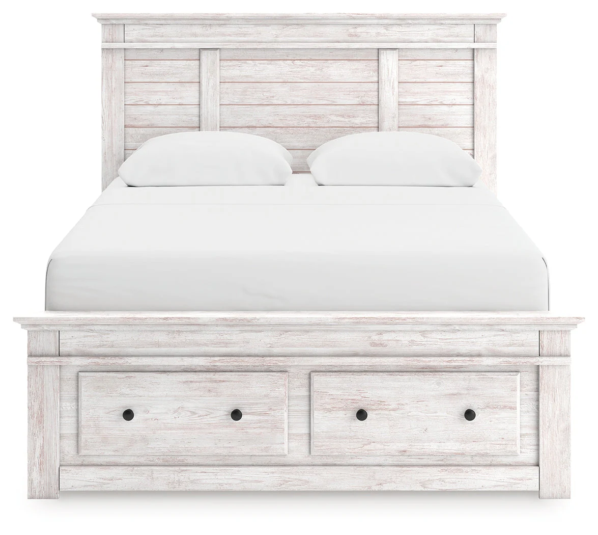 Makidern Whitewash Queen Panel Storage Bed - Image 6