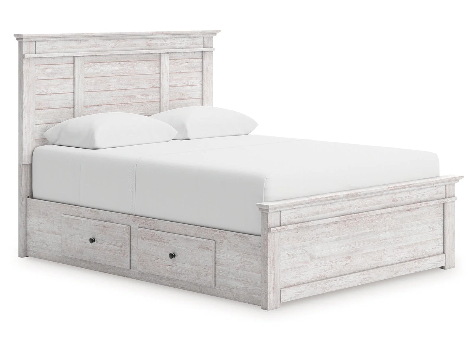 Makidern Whitewash Queen Panel Storage Bed